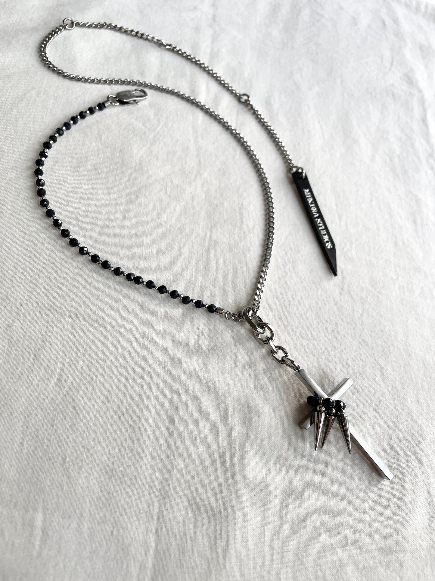Collection [G]-3 Cross Sapphire Spike Necklace - MEKERA STUDIOS