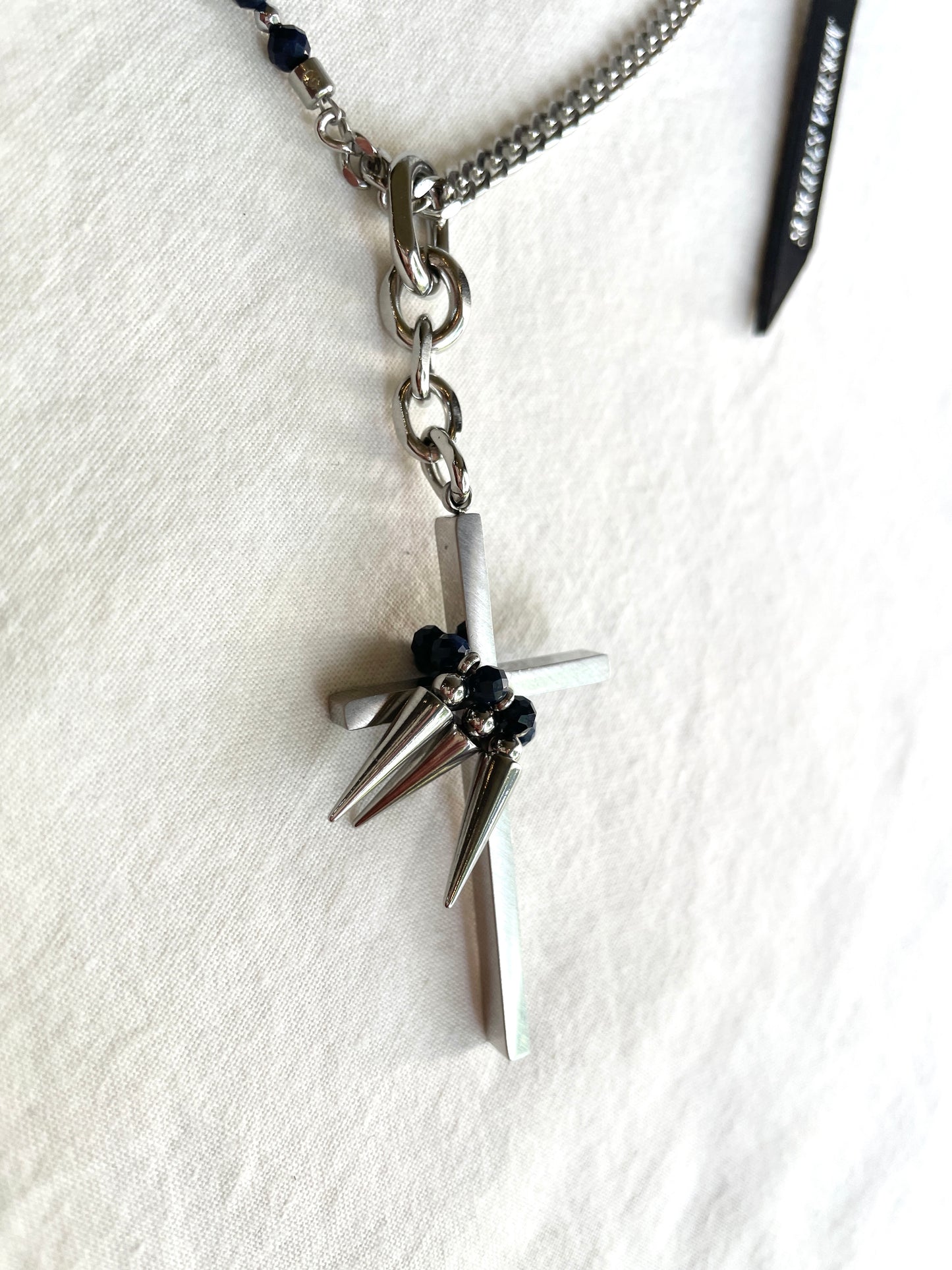Collection [G]-3 Cross Sapphire Spike Necklace - MEKERA STUDIOS