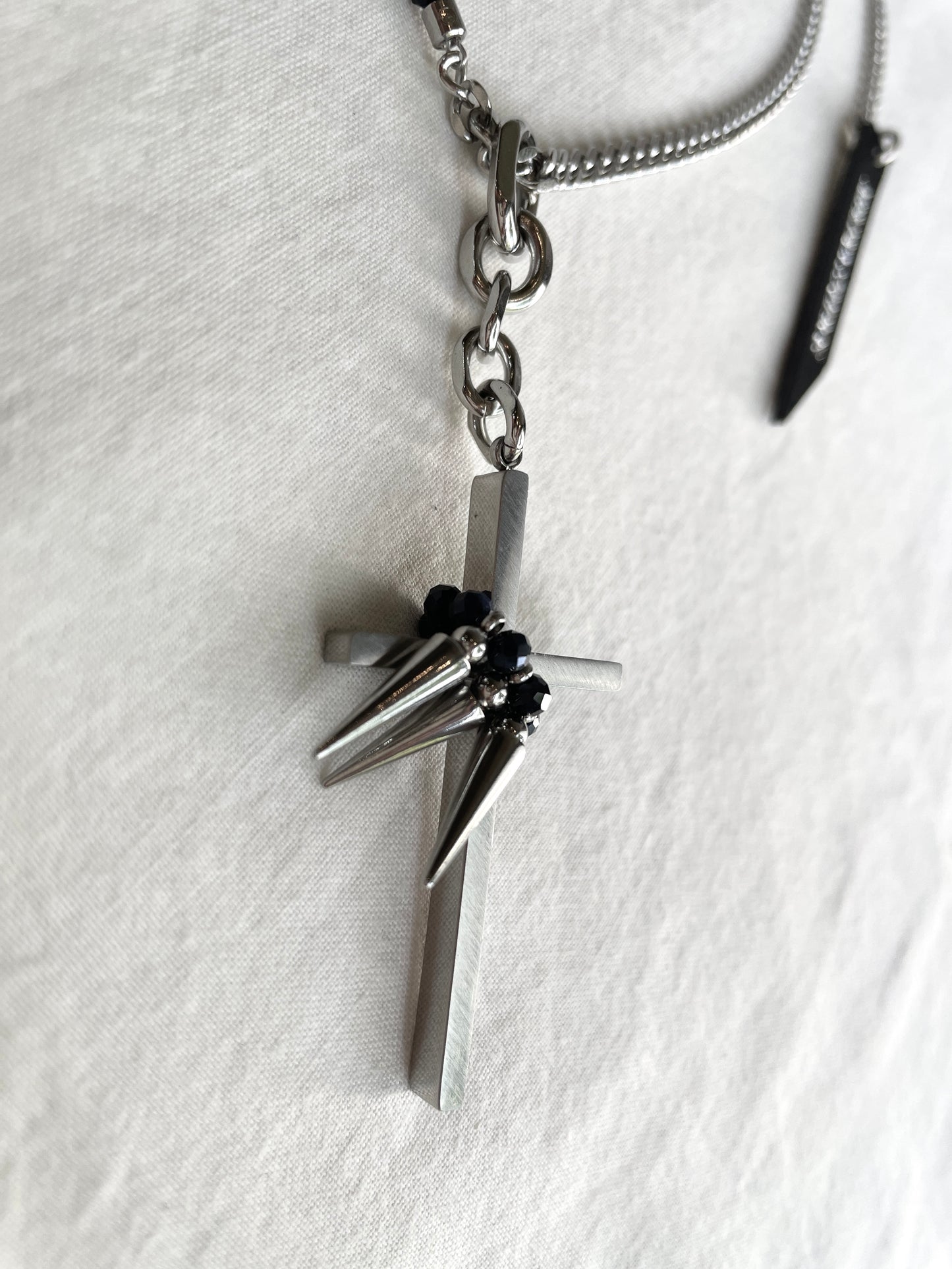 Collection [G]-3 Cross Sapphire Spike Necklace - MEKERA STUDIOS