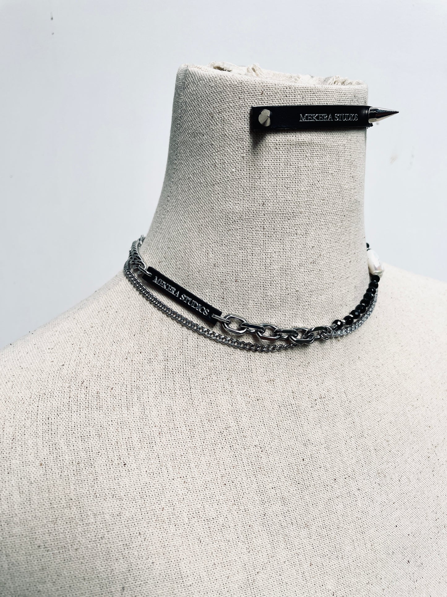Collection [G]-5 Pearl Green Onyx layered Necklace  - MEKERA STUDIOS