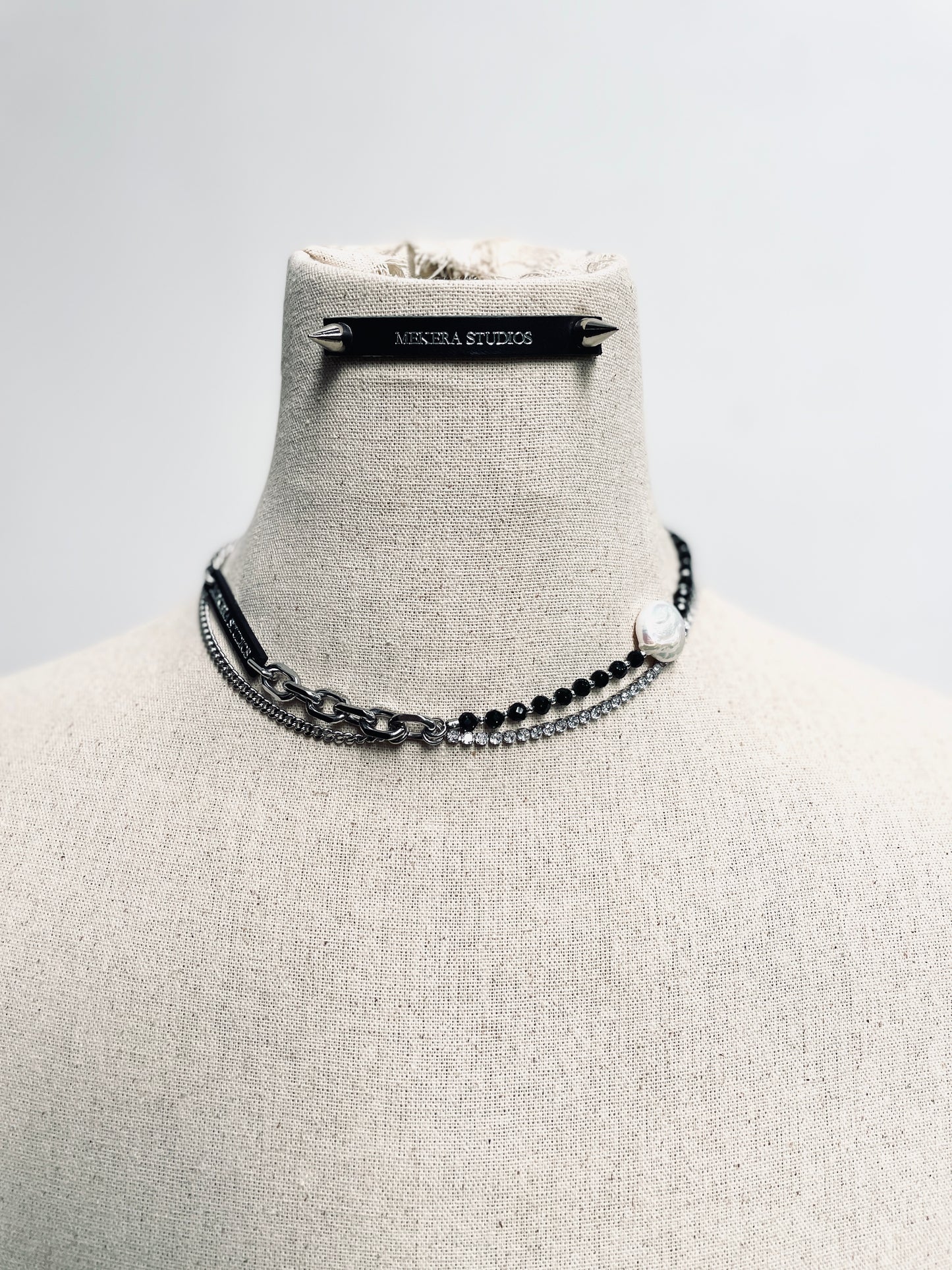 Collection [G]-5 Pearl Green Onyx layered Necklace  - MEKERA STUDIOS