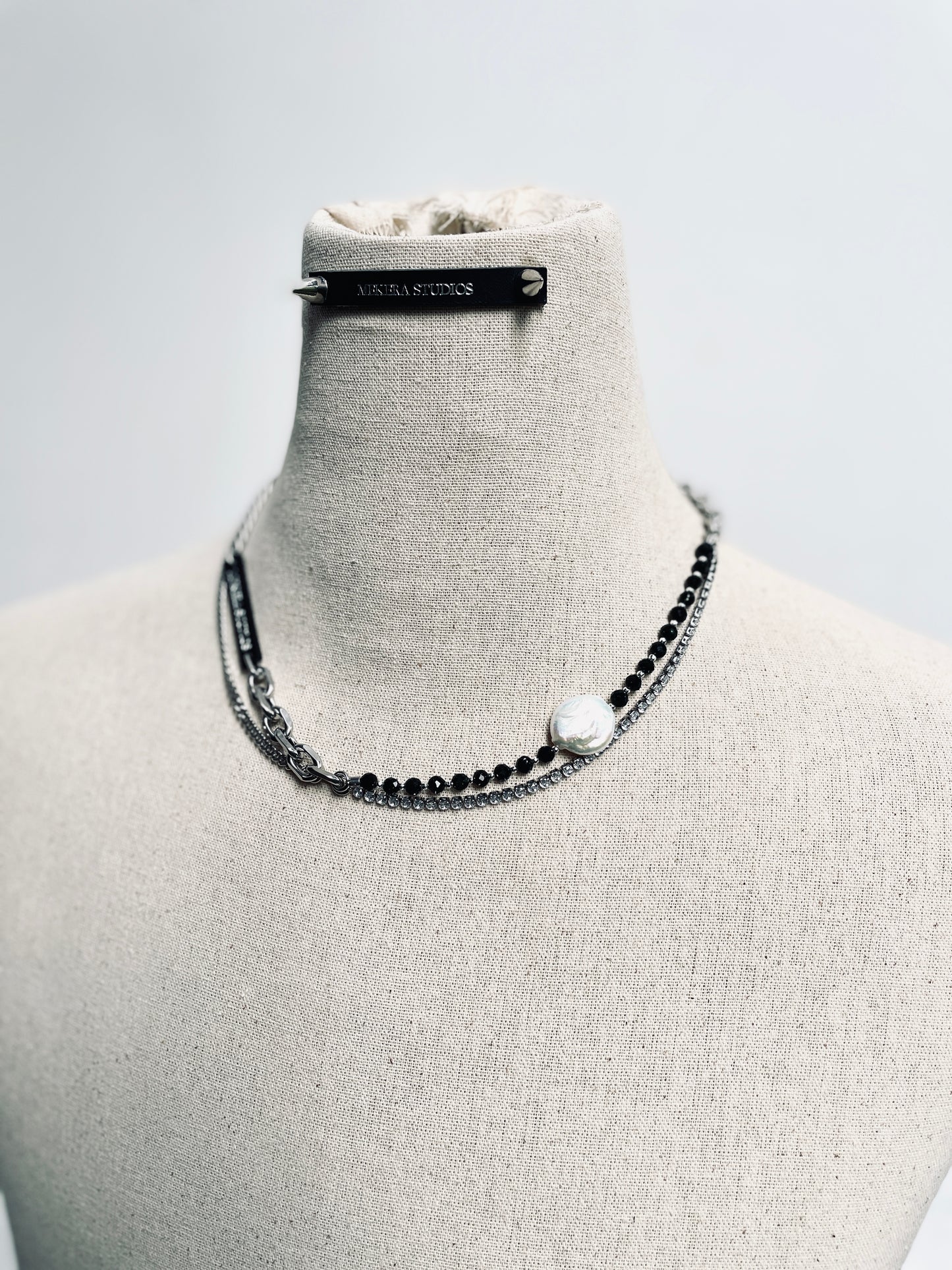Collection [G]-5 Pearl Green Onyx layered Necklace  - MEKERA STUDIOS