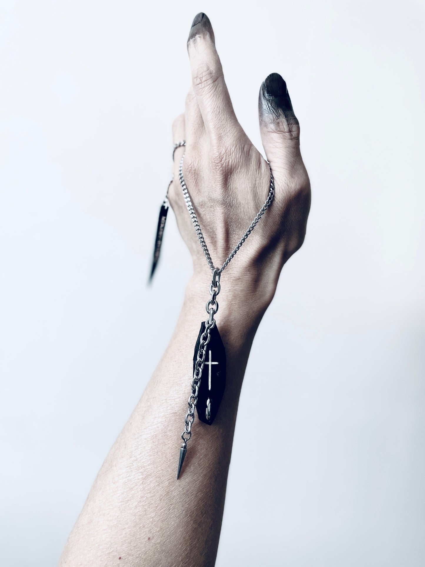 Collection [G]-8 Cross Leather Spike Necklace - MEKERA STUDIOS
