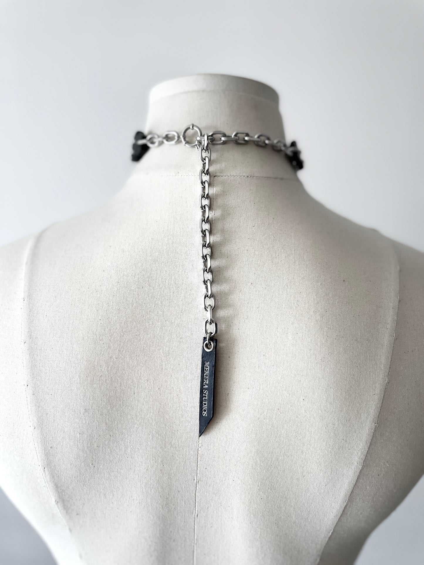Collection [G]-7 Cross Leather Spike Choker - MEKERA STUDIOS