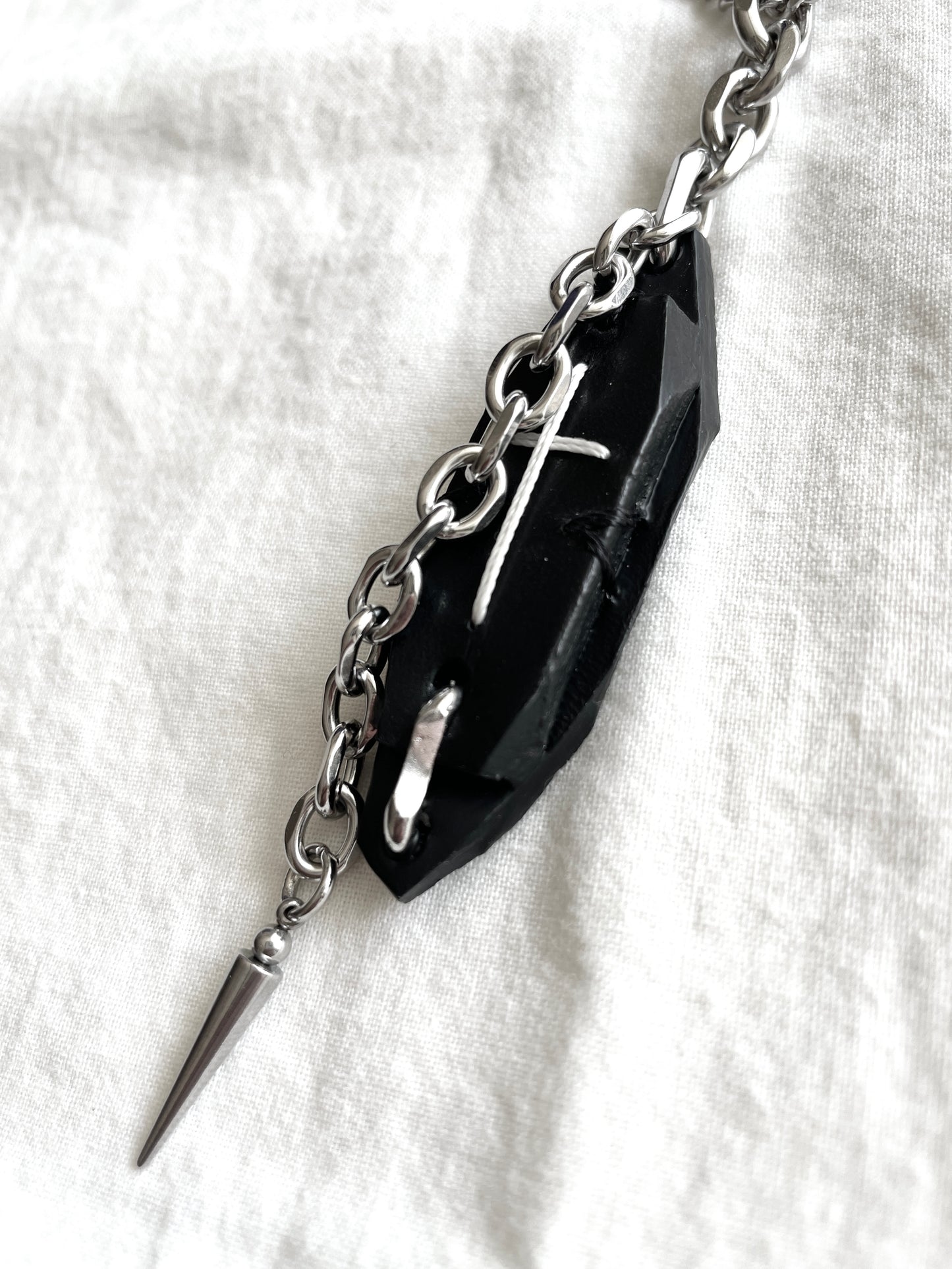 Collection [G]-8 Cross Leather Spike Necklace - MEKERA STUDIOS