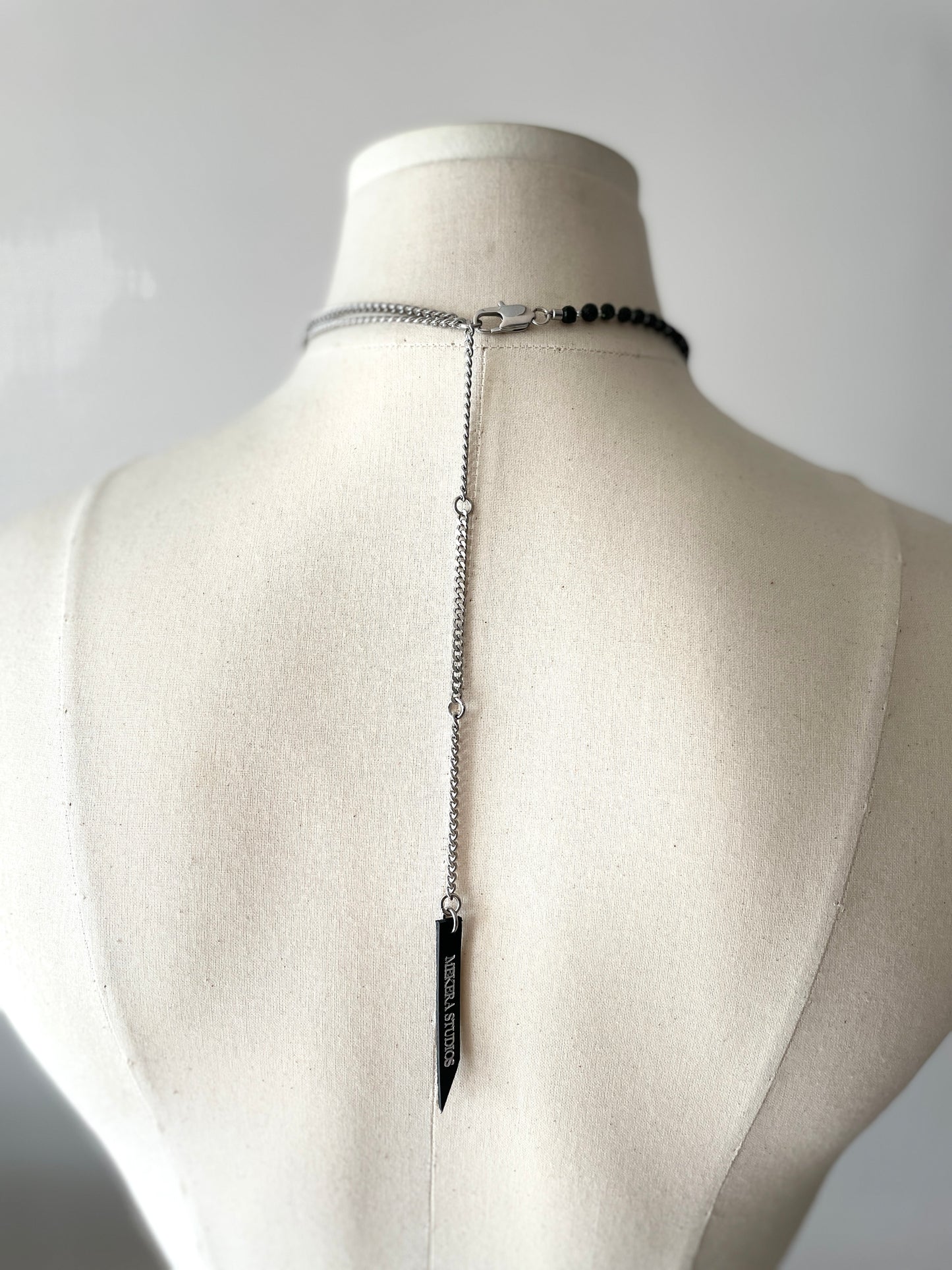 Collection [G]-9 Green Onyx Silver Pendant Necklace - MEKERA STUDIOS