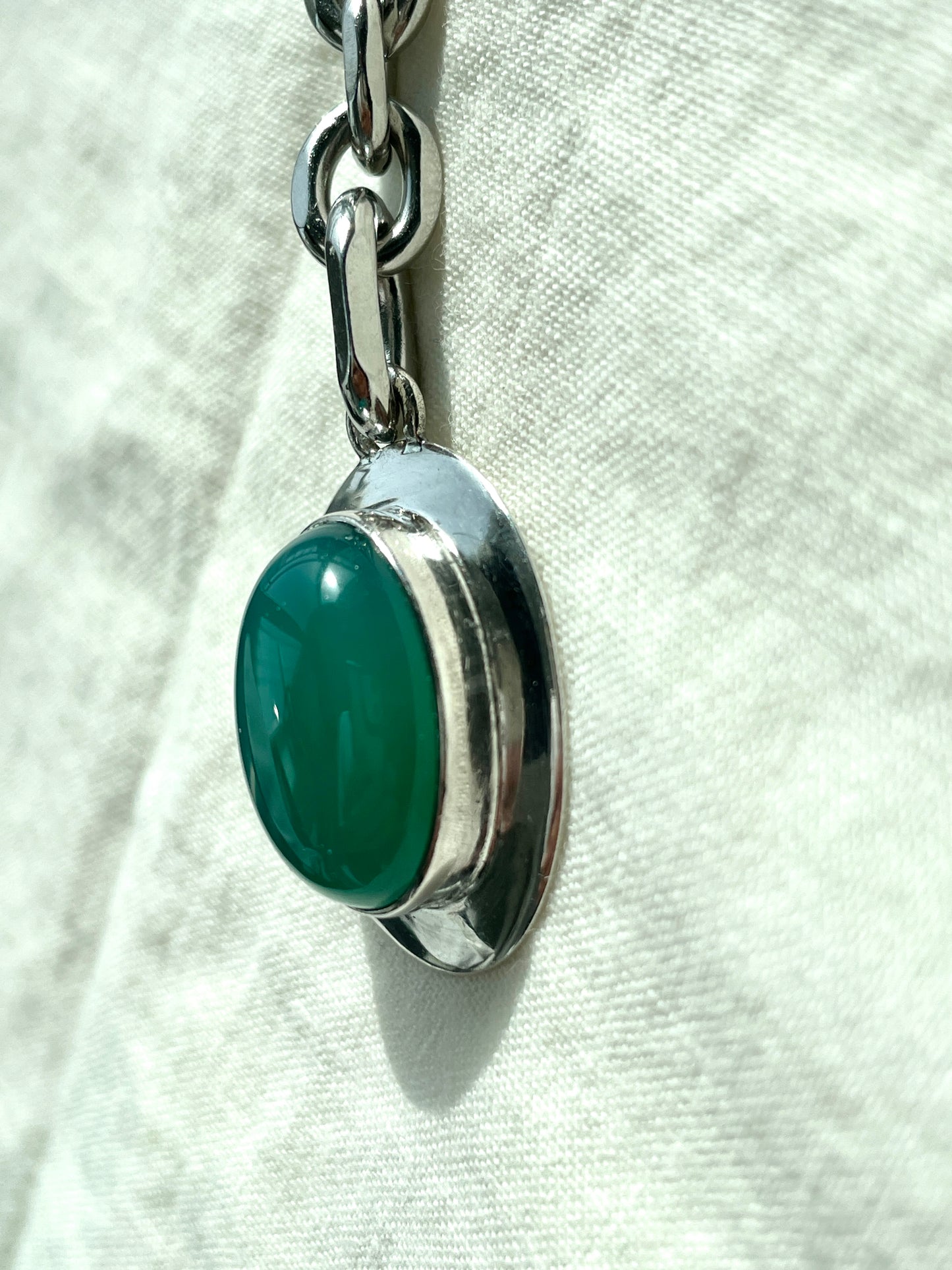 Collection [G]-9 Green Onyx Silver Pendant Necklace - MEKERA STUDIOS