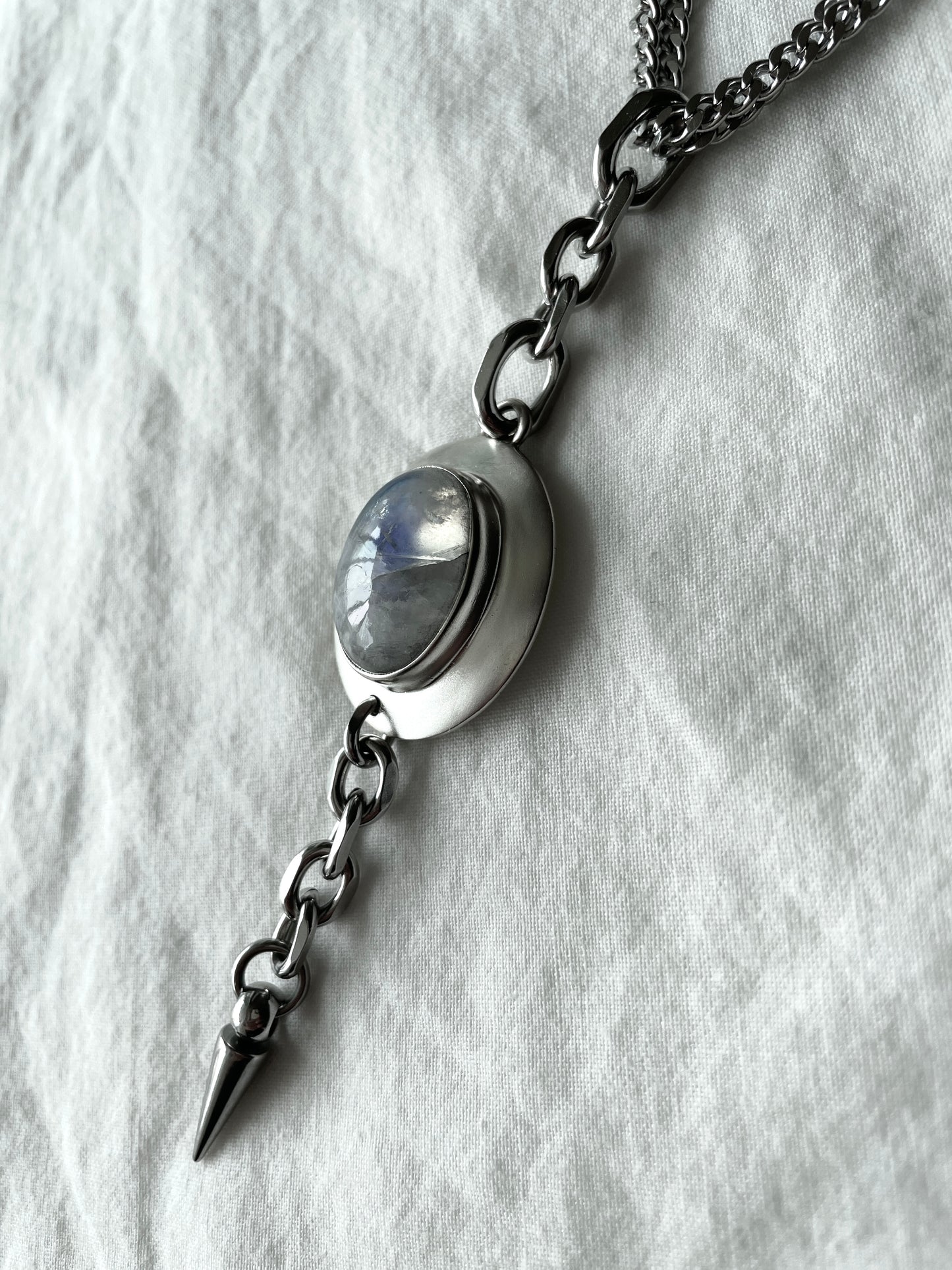 Collection [G]-10 White Quartz Silver Pendant & Pearl Necklace - MEKERA STUDIOS