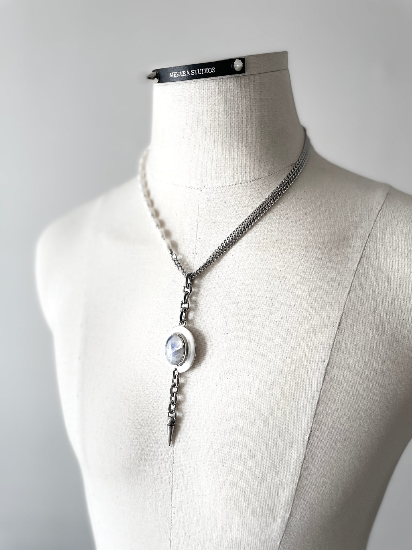 Collection [G]-10 White Quartz Silver Pendant & Pearl Necklace - MEKERA STUDIOS