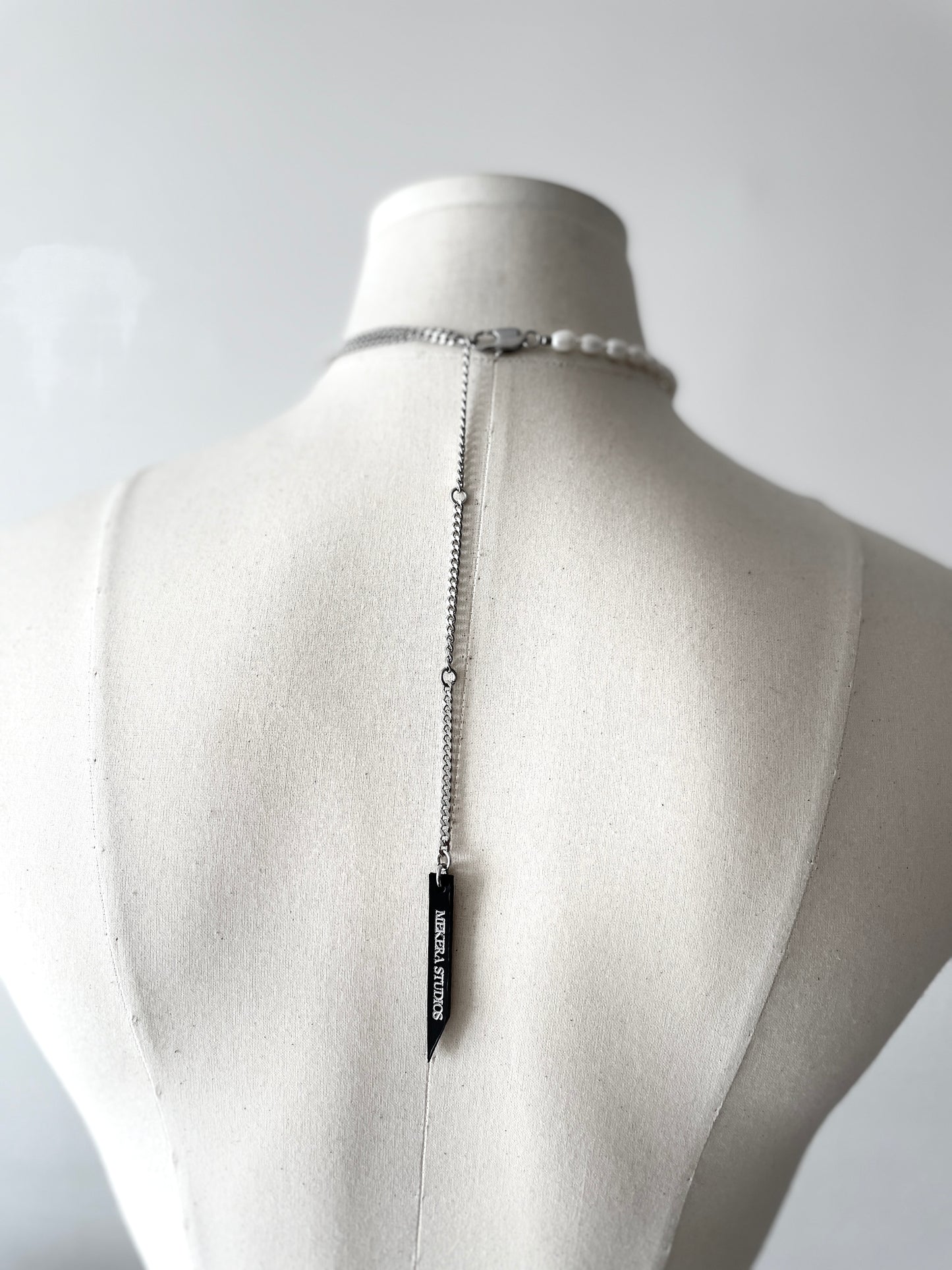 Collection [G]-10 White Quartz Silver Pendant & Pearl Necklace - MEKERA STUDIOS