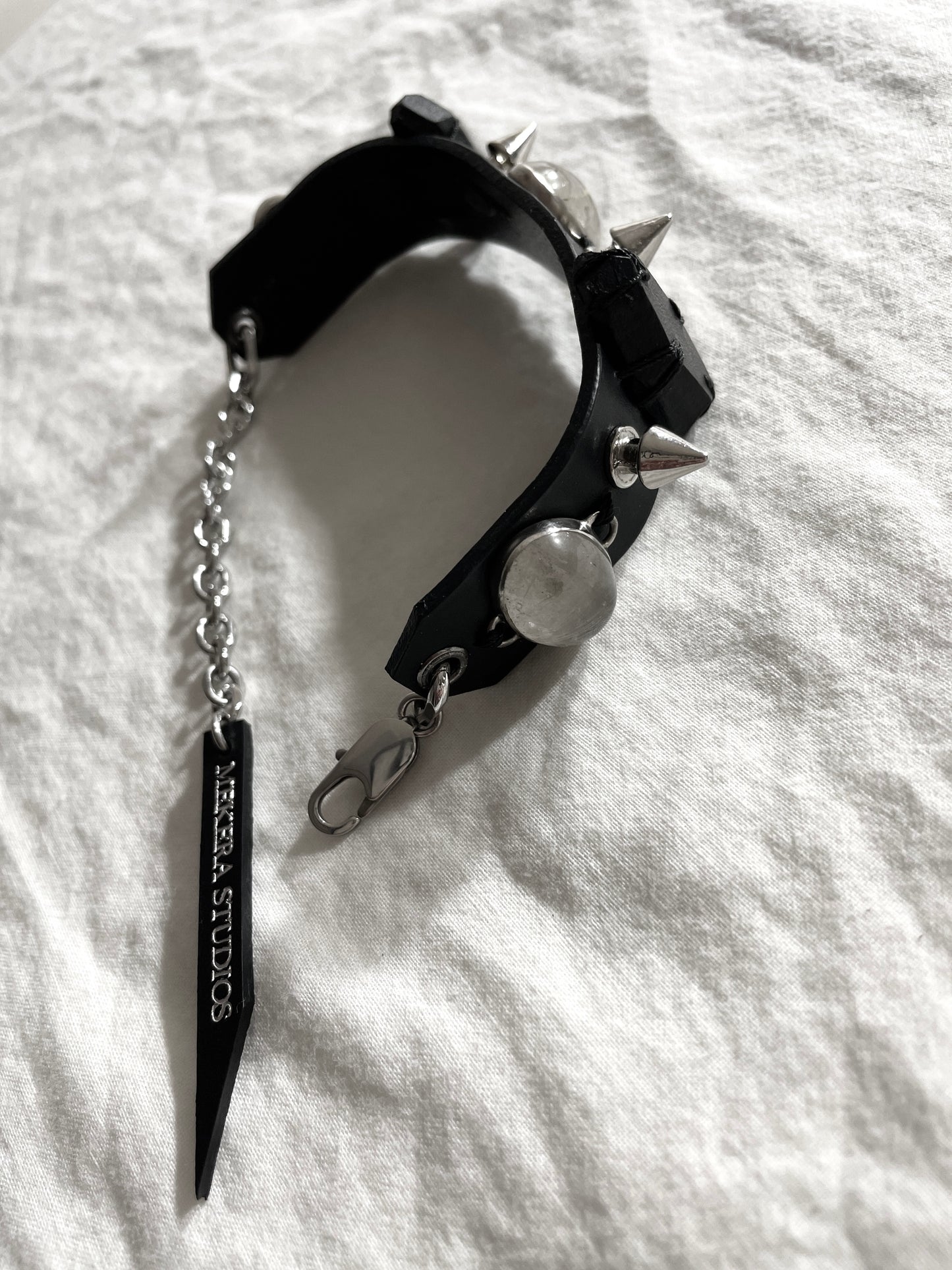 Collection [G]-11 White Quartz Silver Bracelet - MEKERA STUDIOS