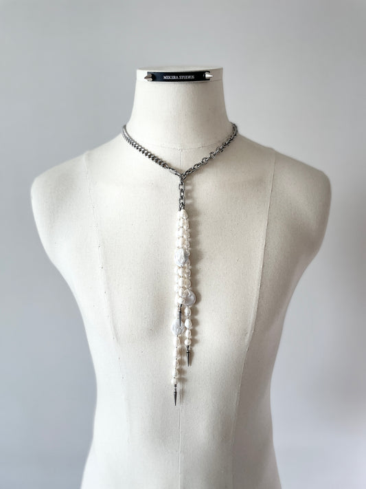 True Pearl Necklace NP17 Y-shaped Limited Edition Handcrafted - MEKERA STUDIOS