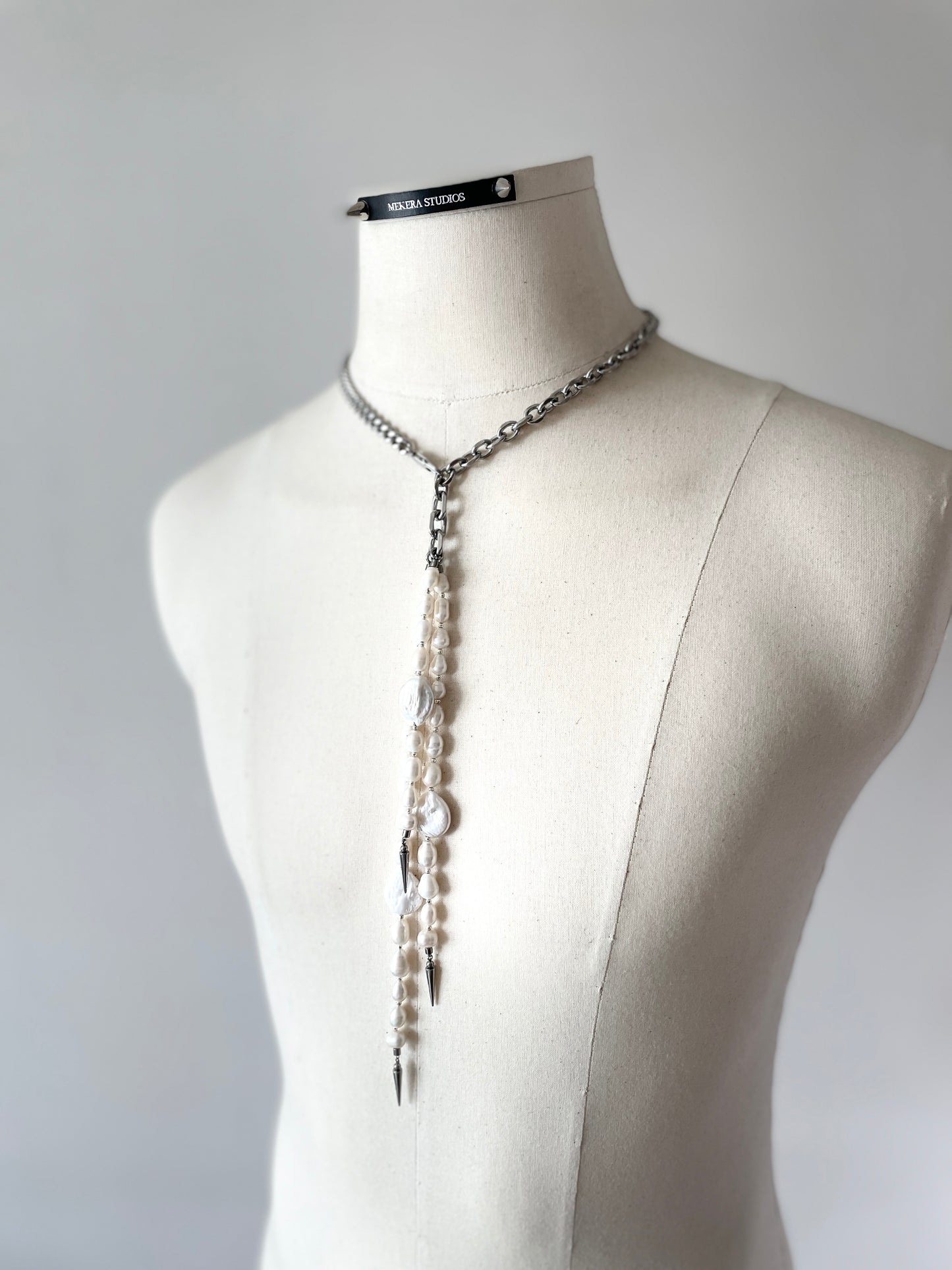 True Pearl Necklace NP17 Y-shaped Limited Edition Handcrafted - MEKERA STUDIOS