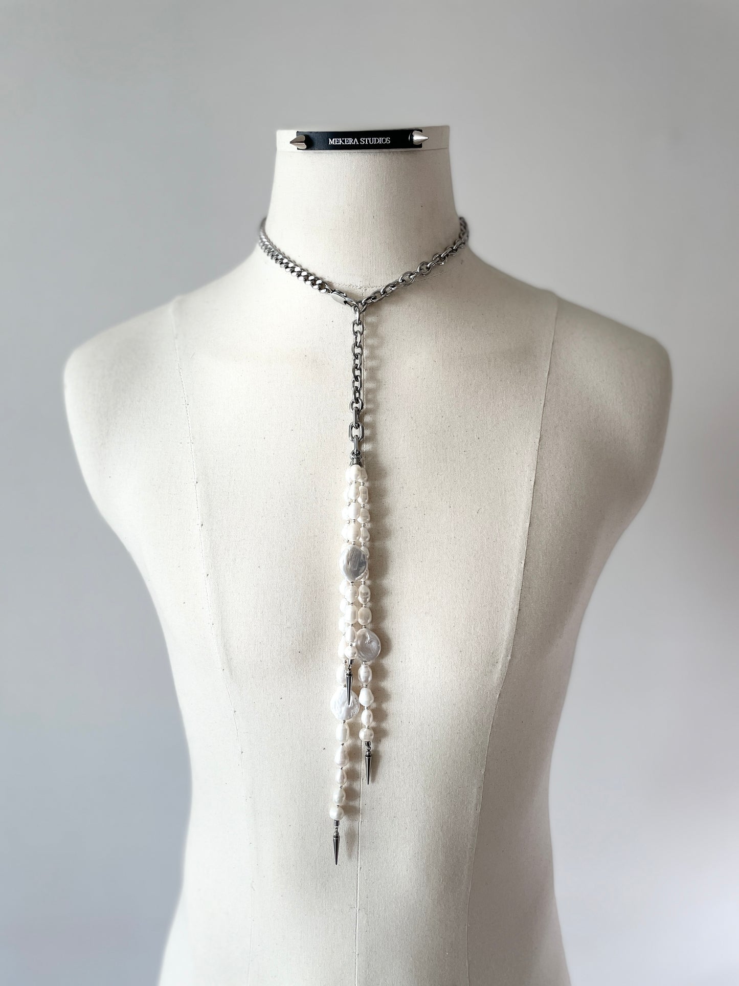 True Pearl Necklace NP17 Y-shaped Limited Edition Handcrafted - MEKERA STUDIOS