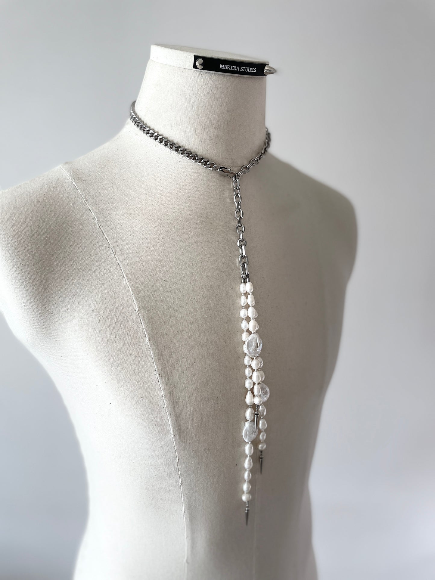 True Pearl Necklace NP17 Y-shaped Limited Edition Handcrafted - MEKERA STUDIOS