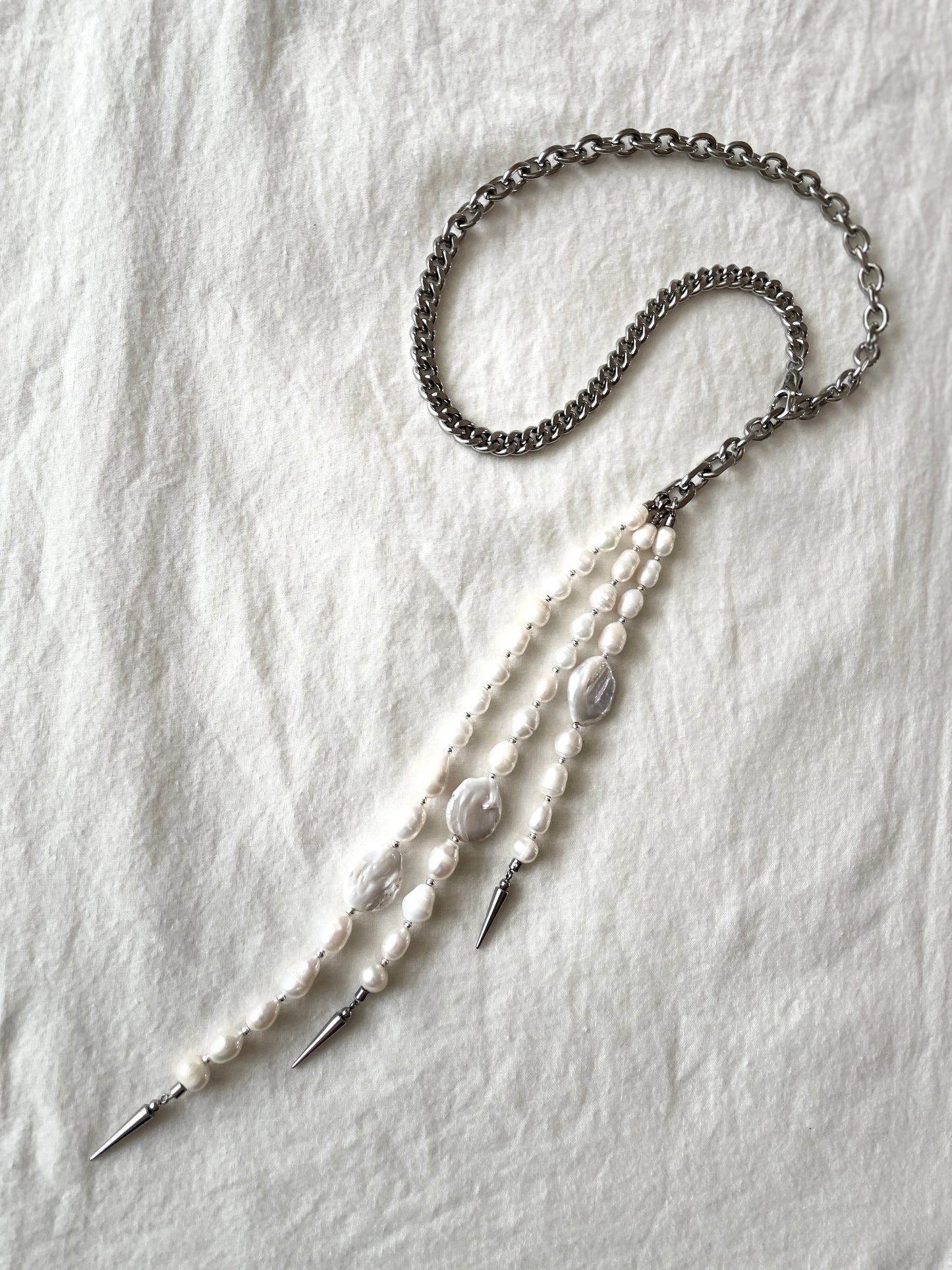 True Pearl Necklace NP17 Y-shaped Limited Edition Handcrafted - MEKERA STUDIOS