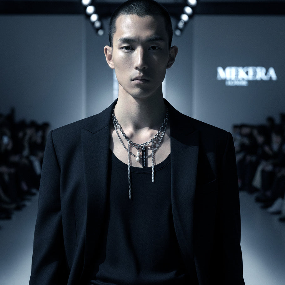 Layered Chain & Pearl Necklace J-4 Collection { J } - MEKERA STUDIOS