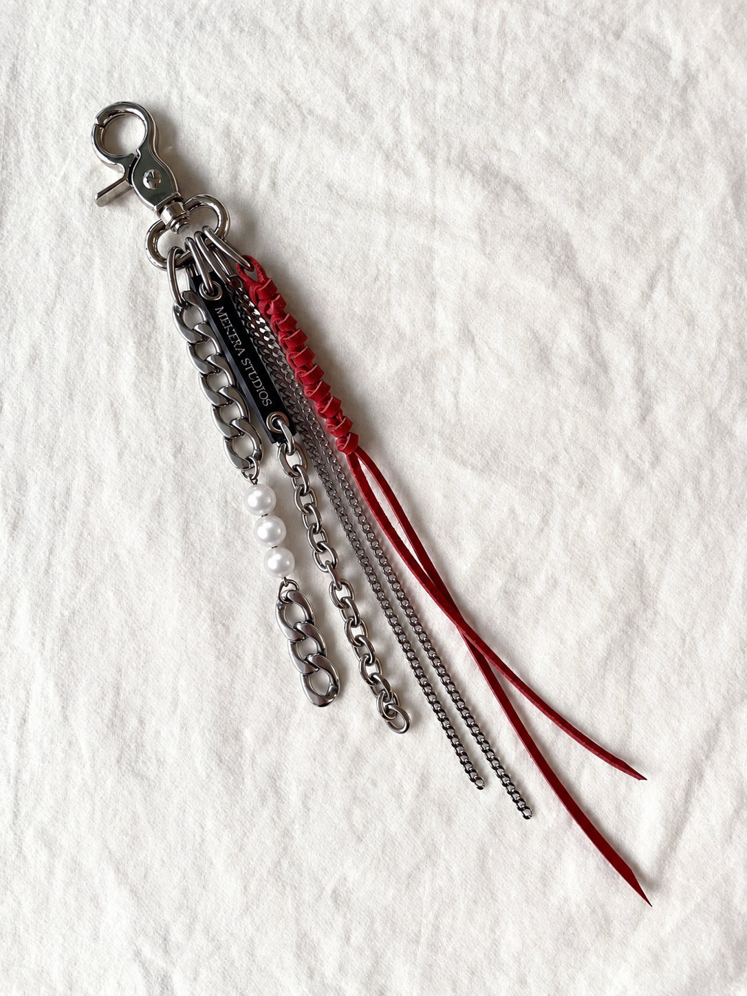 Korean Punk Pants Chain N-7-RED, Handcrafted Norigae knot Bag charm, limited edition by artisans