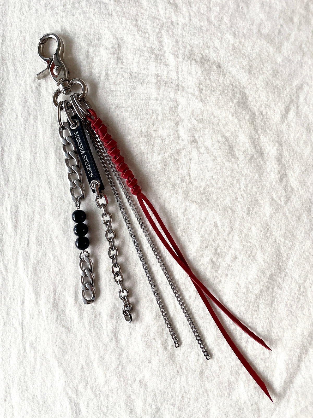 Korean Punk Pants Chain N-7-RED, Handcrafted Norigae knot Bag charm, limited edition by artisans