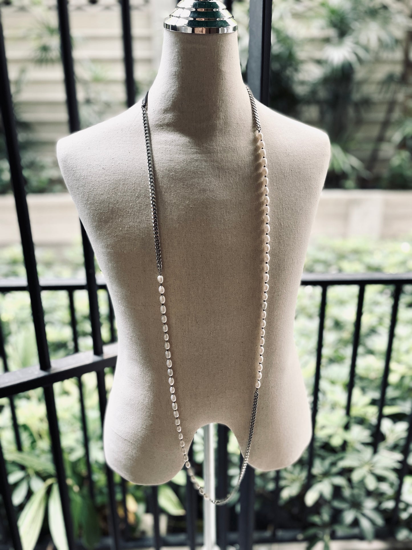 VXP5 Pearl Necklace Long chain Handcrafted Choker-MEKERA STUDIOS