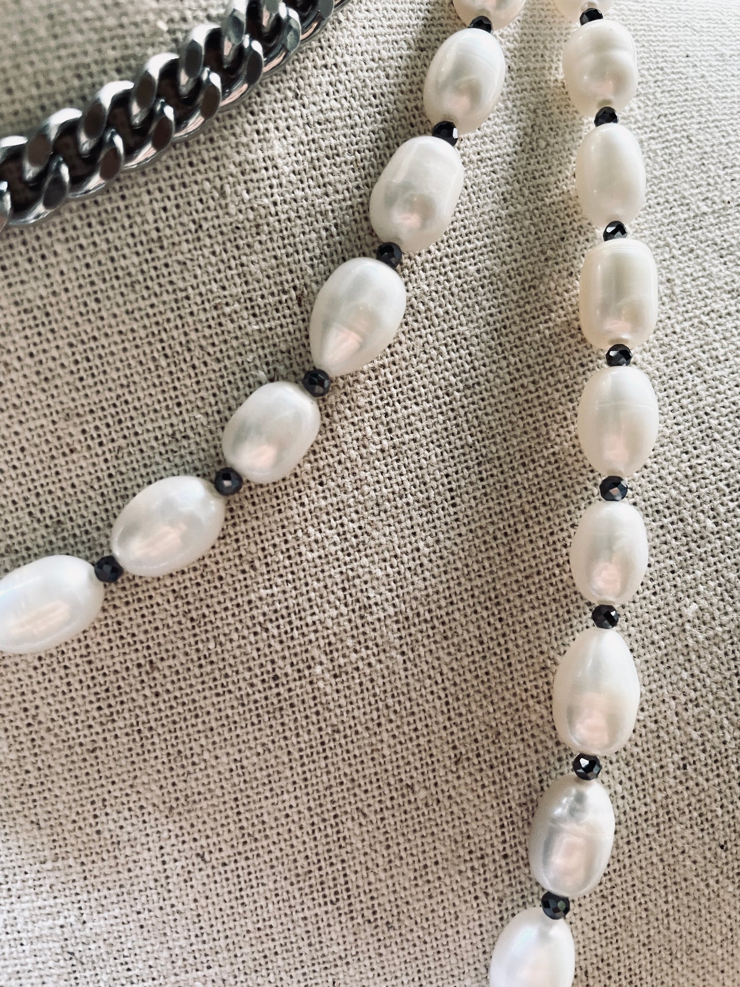 VXP5 Pearl Necklace Long chain Handcrafted Choker-MEKERA STUDIOS