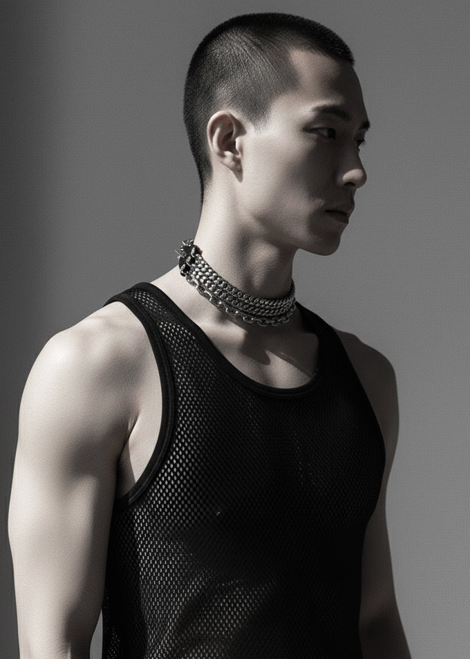 SL2 Leather Spike Choker Limited Edition Handcrafted Necklace Choker Spike - MEKERA STUDIOS