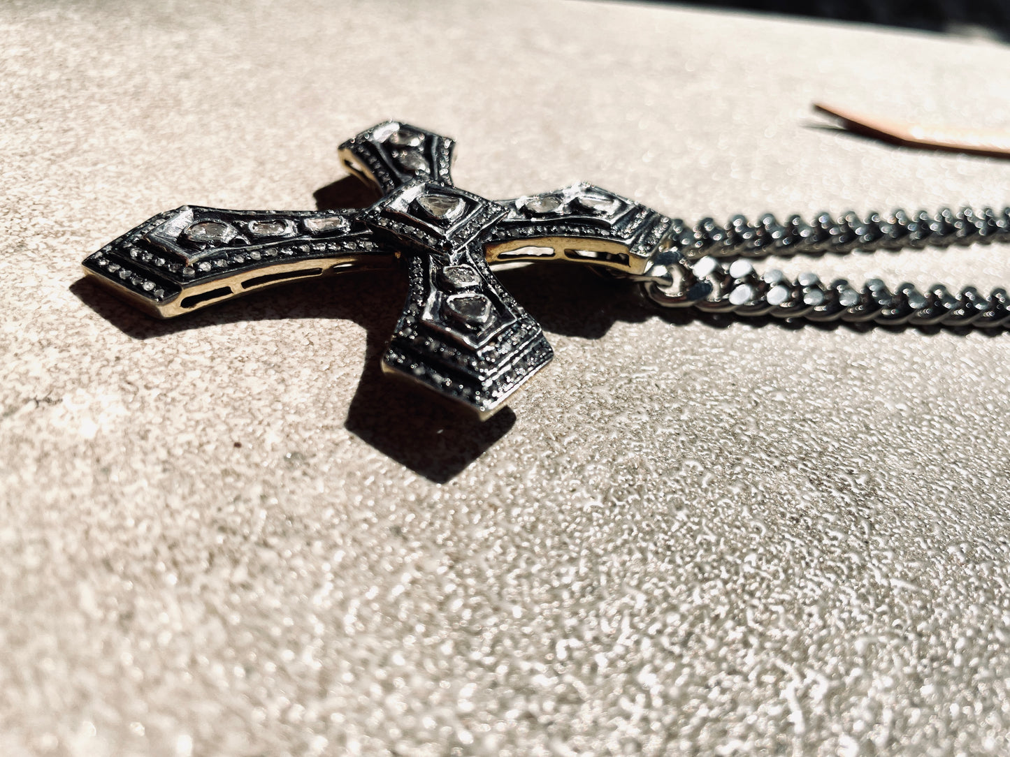 Diamond PDN2 Necklace Cross Long chain - MEKERA STUDIOS