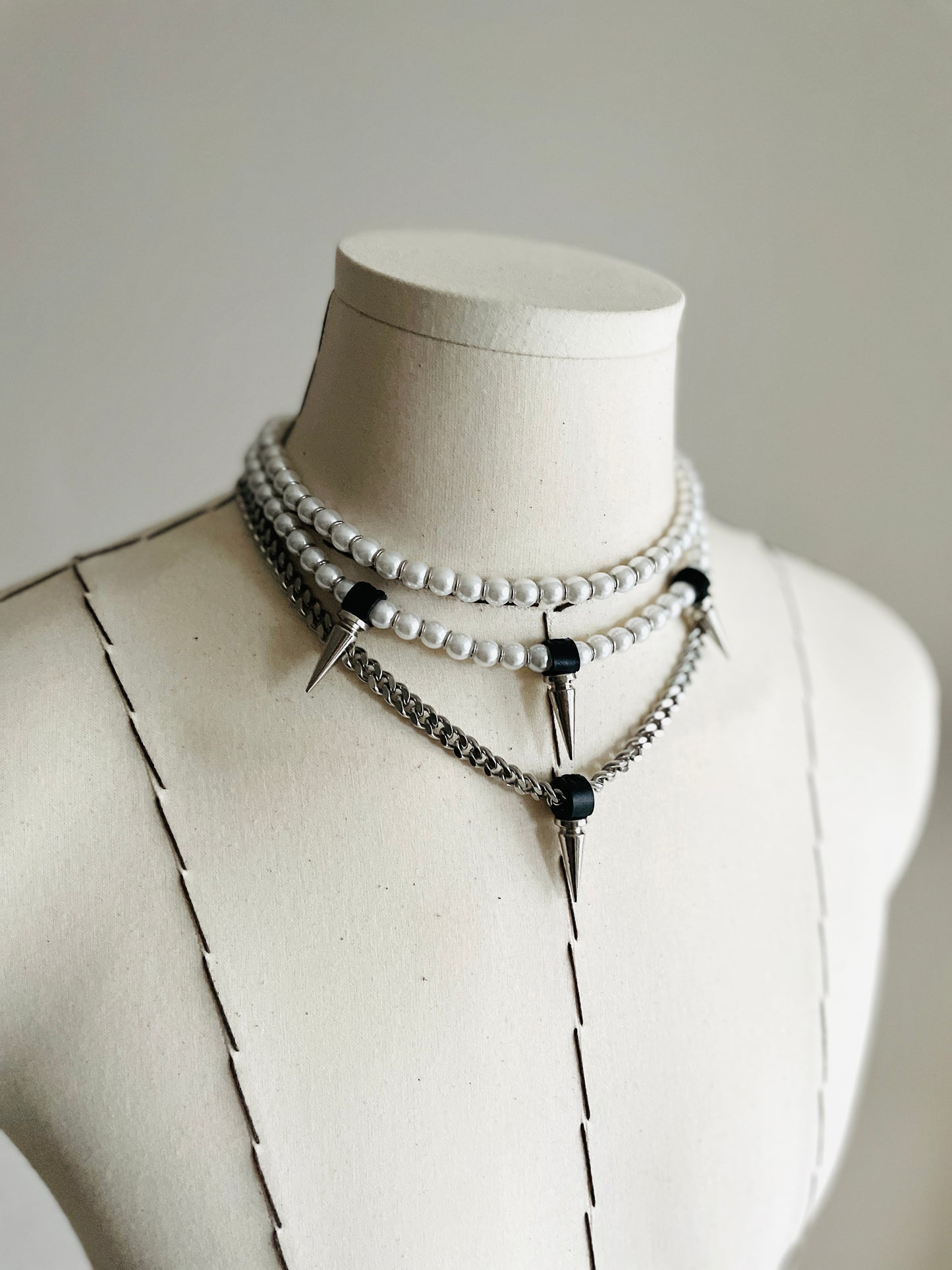 L/SPIKE3 Necklace Long chain Choker Layered - MEKERA STUDIOS