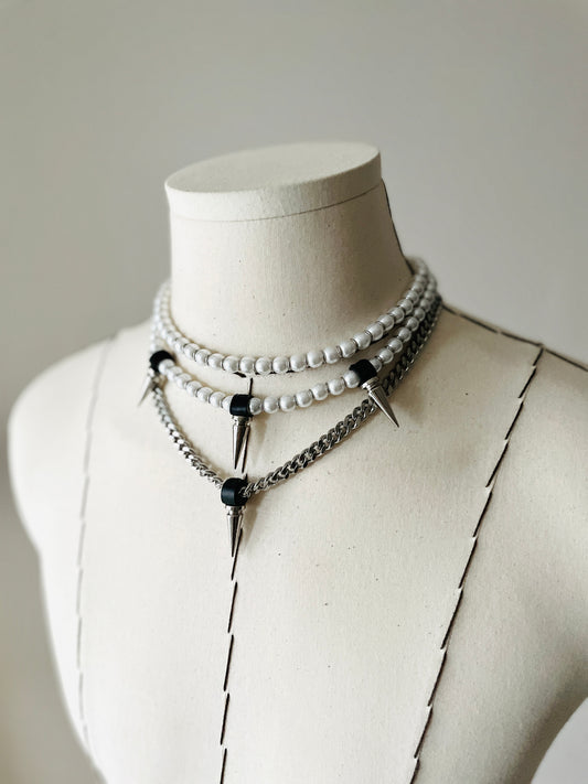 L/SPIKE3 Necklace Long chain Choker Layered - MEKERA STUDIOS
