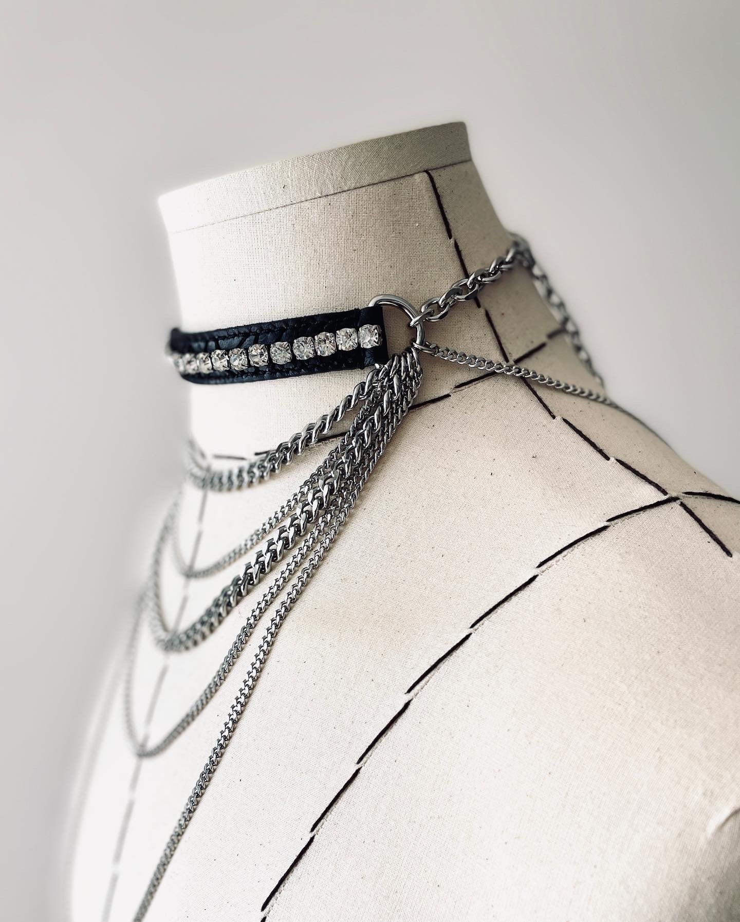 Limited Edition Handcrafted LX6-SPIKES Choker Necklace Leather