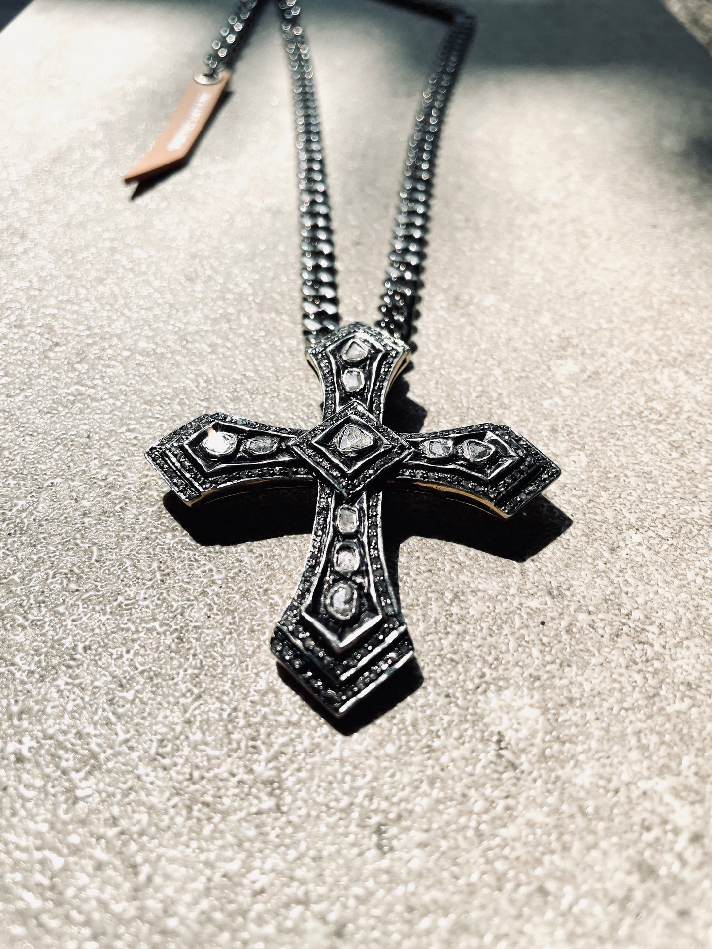 Diamond PDN2 Necklace Cross Long chain - MEKERA STUDIOS