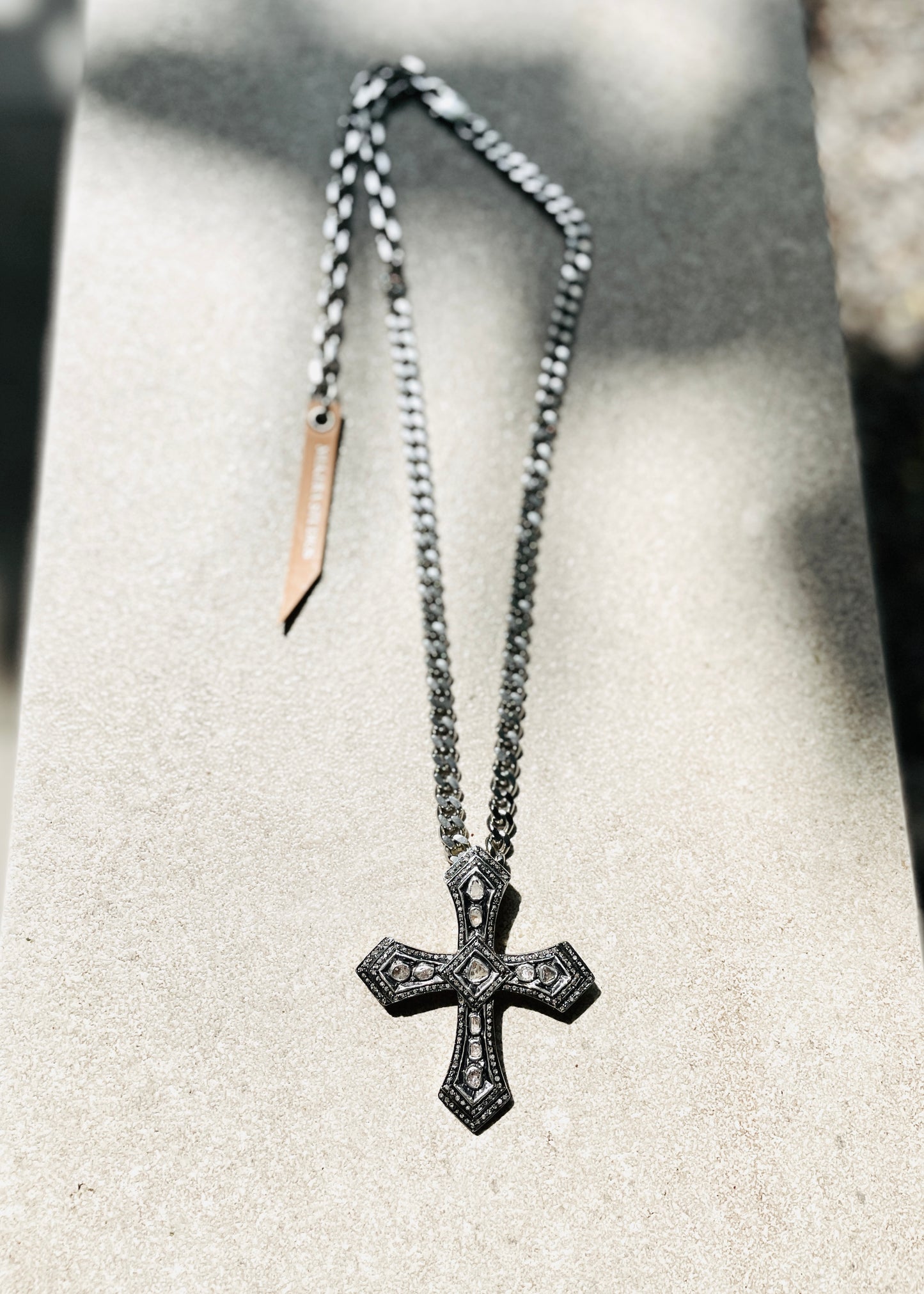 Diamond PDN2 Necklace Cross Long chain - MEKERA STUDIOS