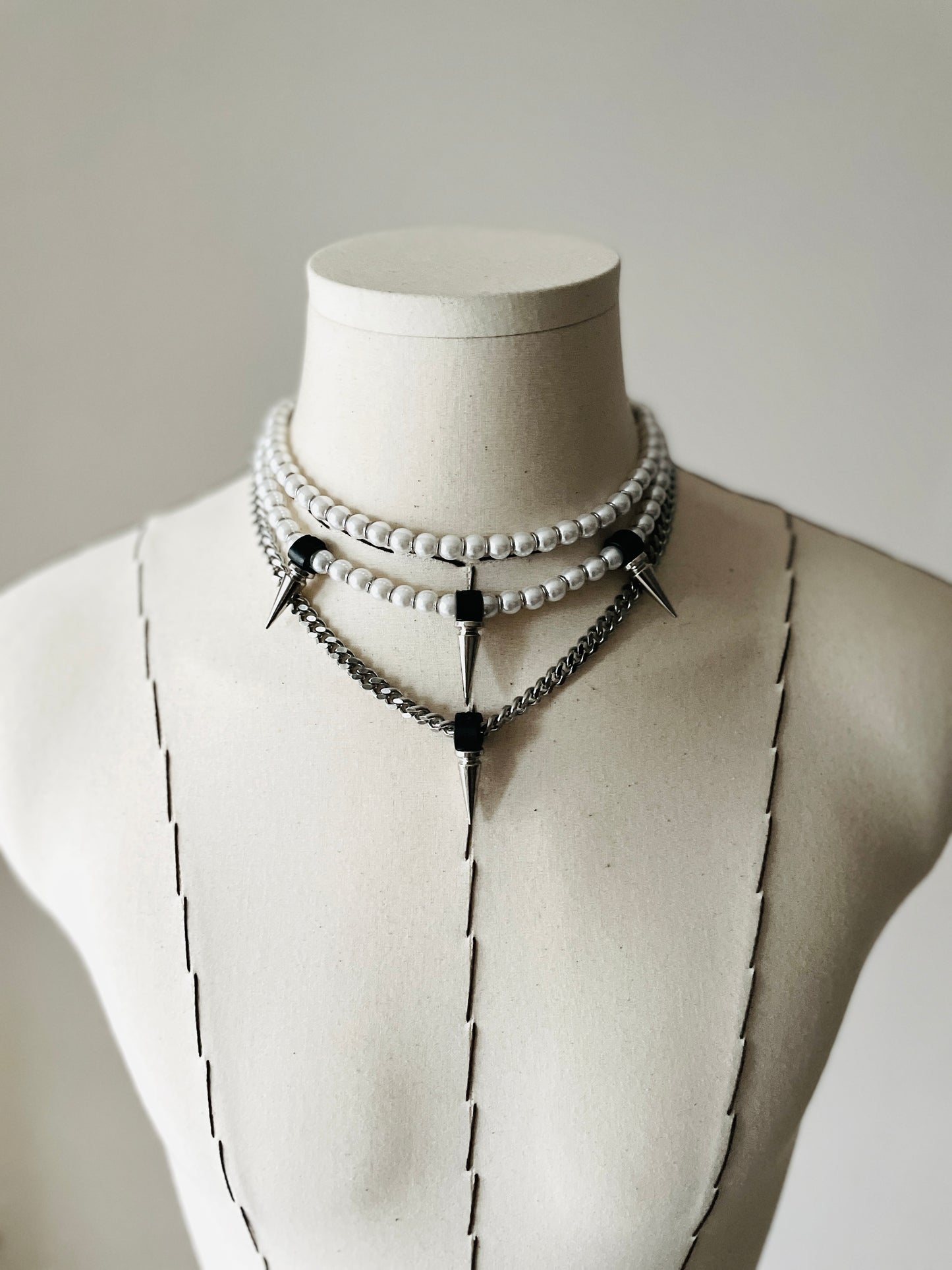 L/SPIKE3 Necklace Long chain Choker Layered - MEKERA STUDIOS