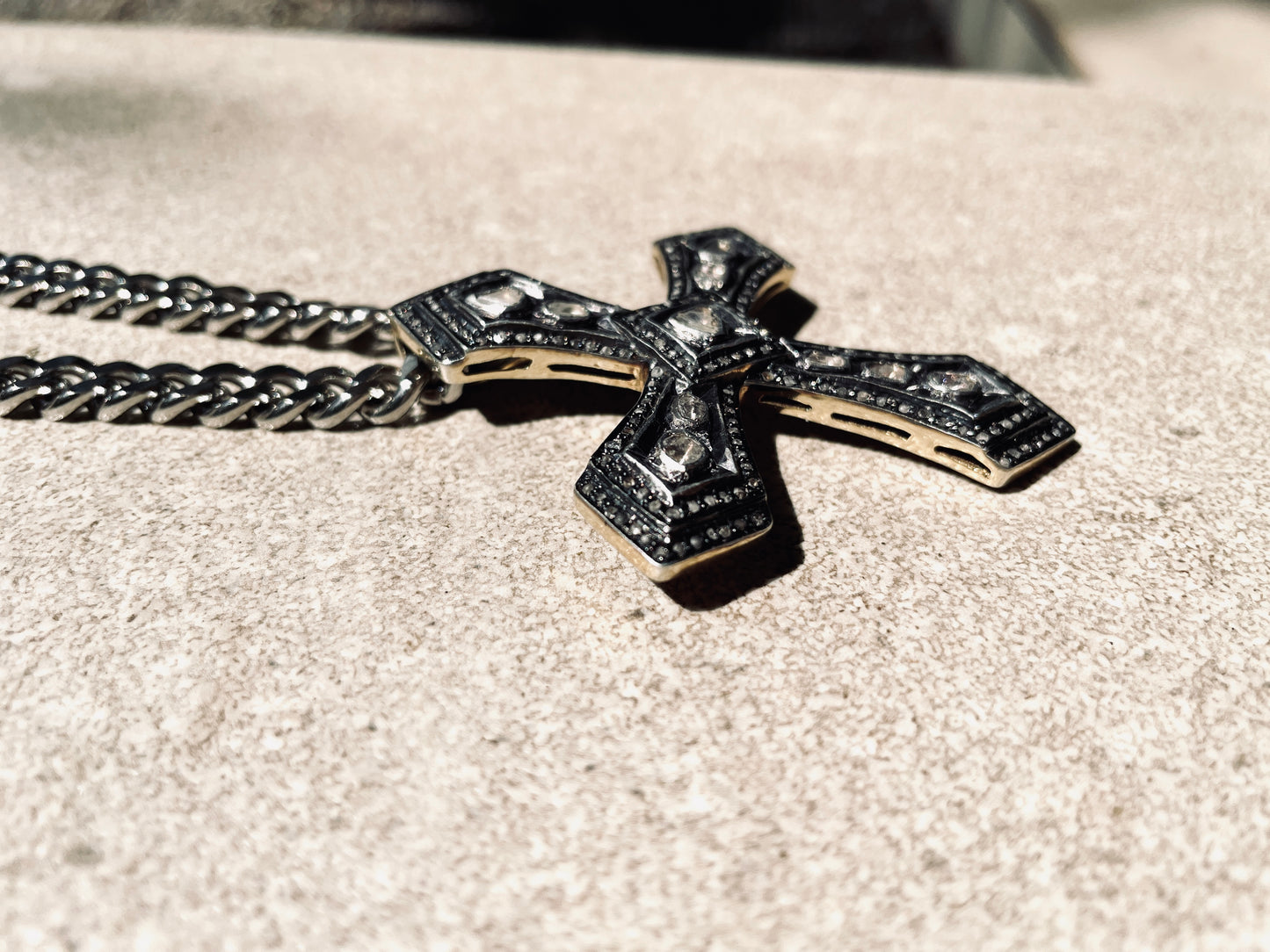 Diamond PDN2 Necklace Cross Long chain - MEKERA STUDIOS