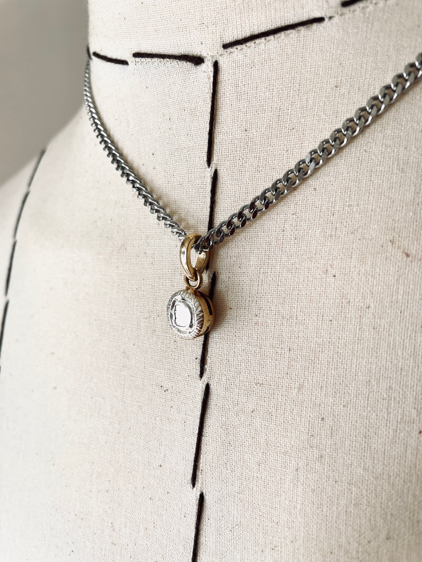 Diamond PDN3-Oval PDN3-ROUND Necklace Choker uncut Diamond pendant - MEKERA STUDIOS