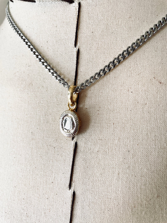 Diamond PDN3-Oval PDN3-ROUND Necklace Choker uncut Diamond pendant - MEKERA STUDIOS