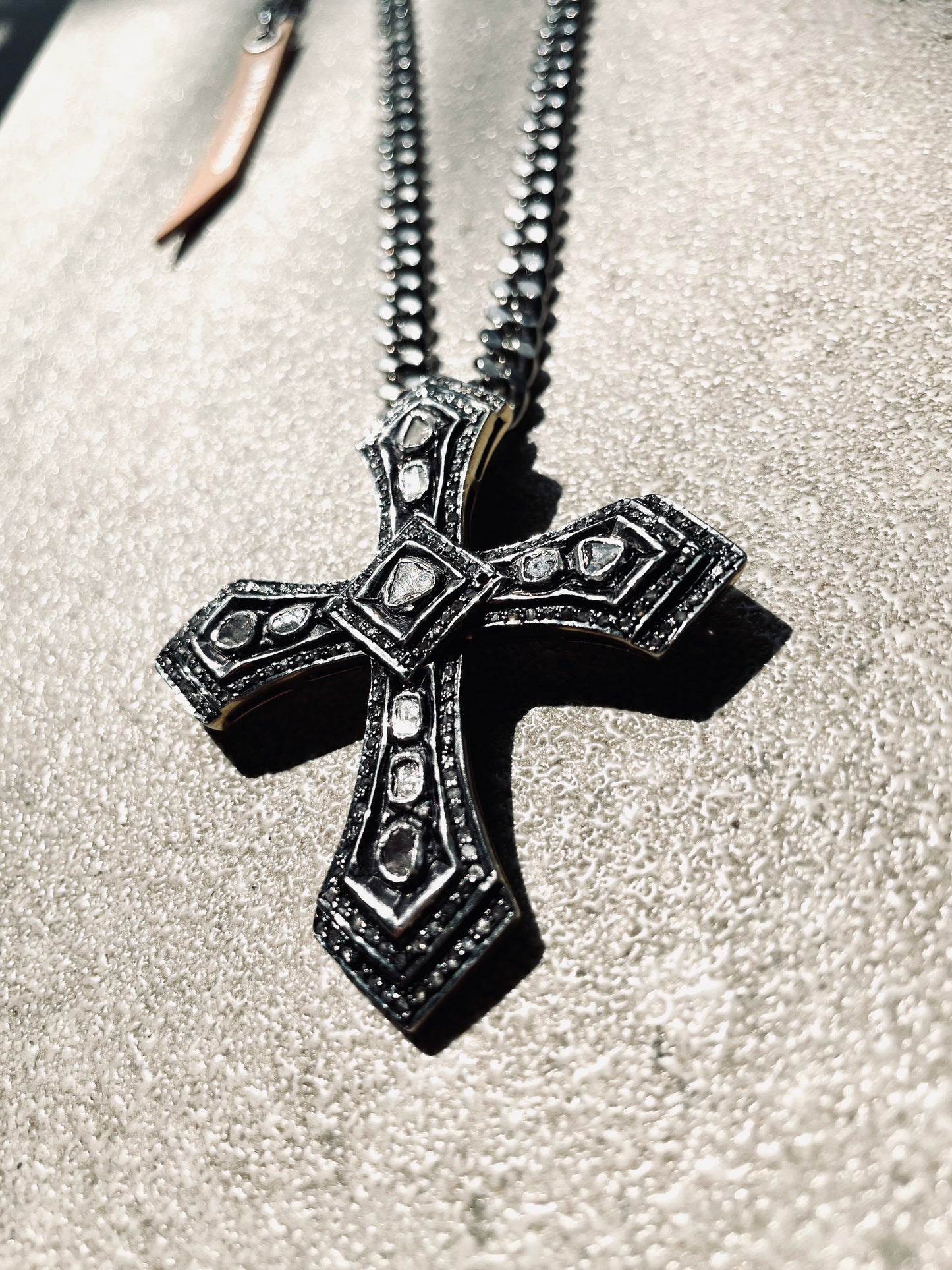 Diamond PDN2 Necklace Cross Long chain - MEKERA STUDIOS