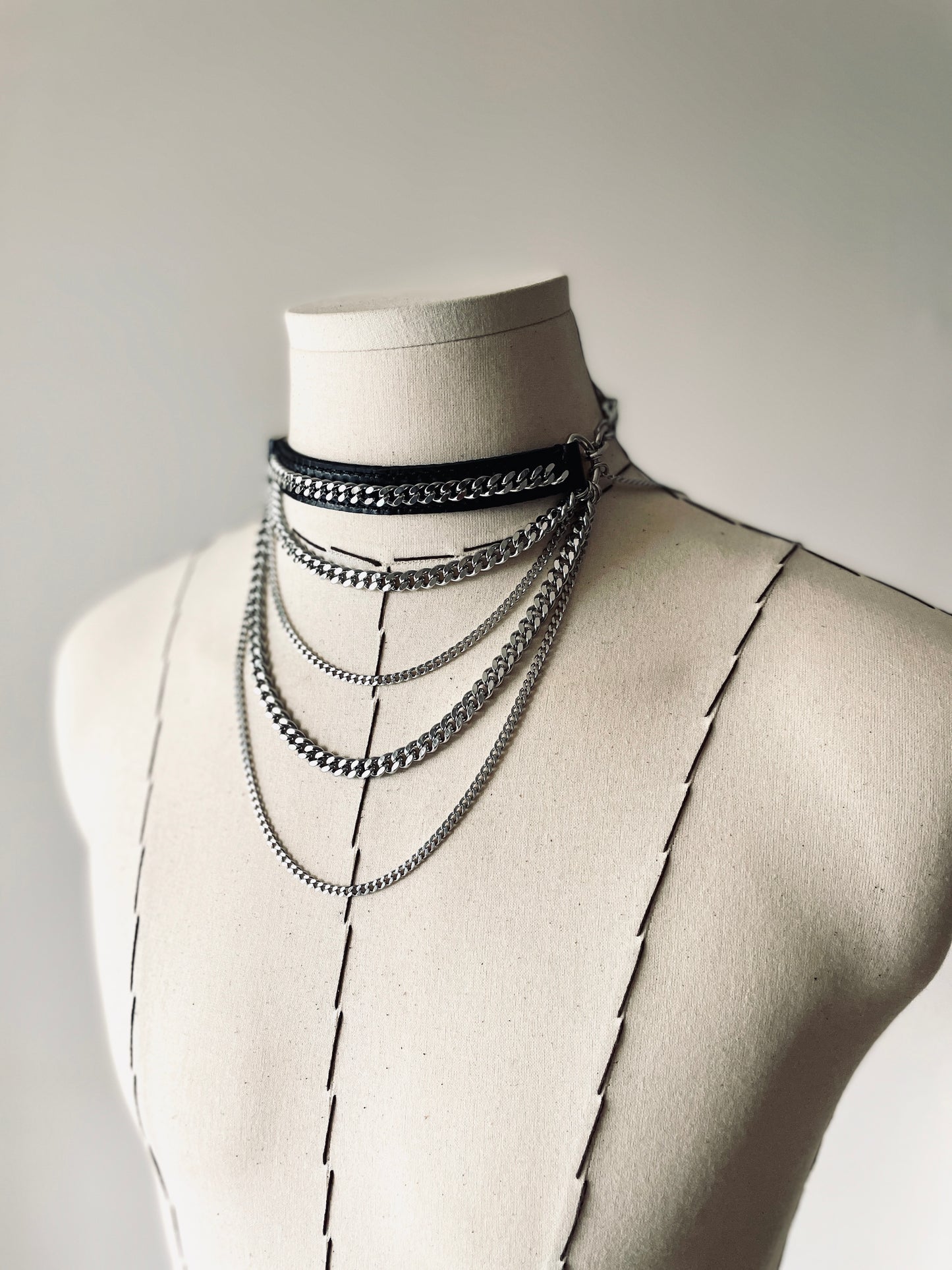 ST1 Statement Choker Necklace Leather Chain For women For men - MEKERA STUDIOS