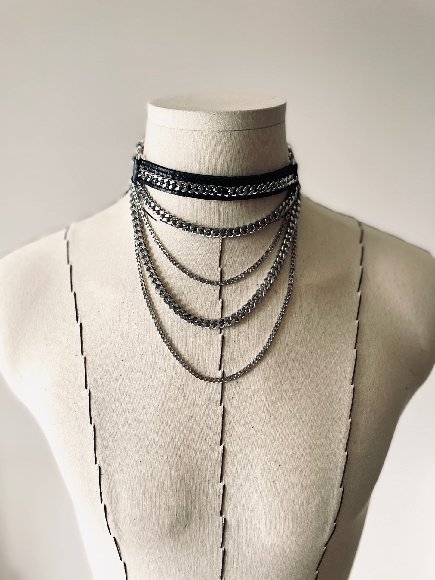 ST1 Statement Choker Necklace Leather Chain For women For men - MEKERA STUDIOS