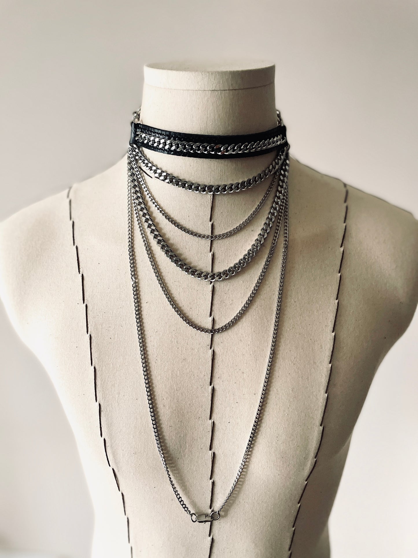 ST1 Statement Choker Necklace Leather Chain For women For men - MEKERA STUDIOS