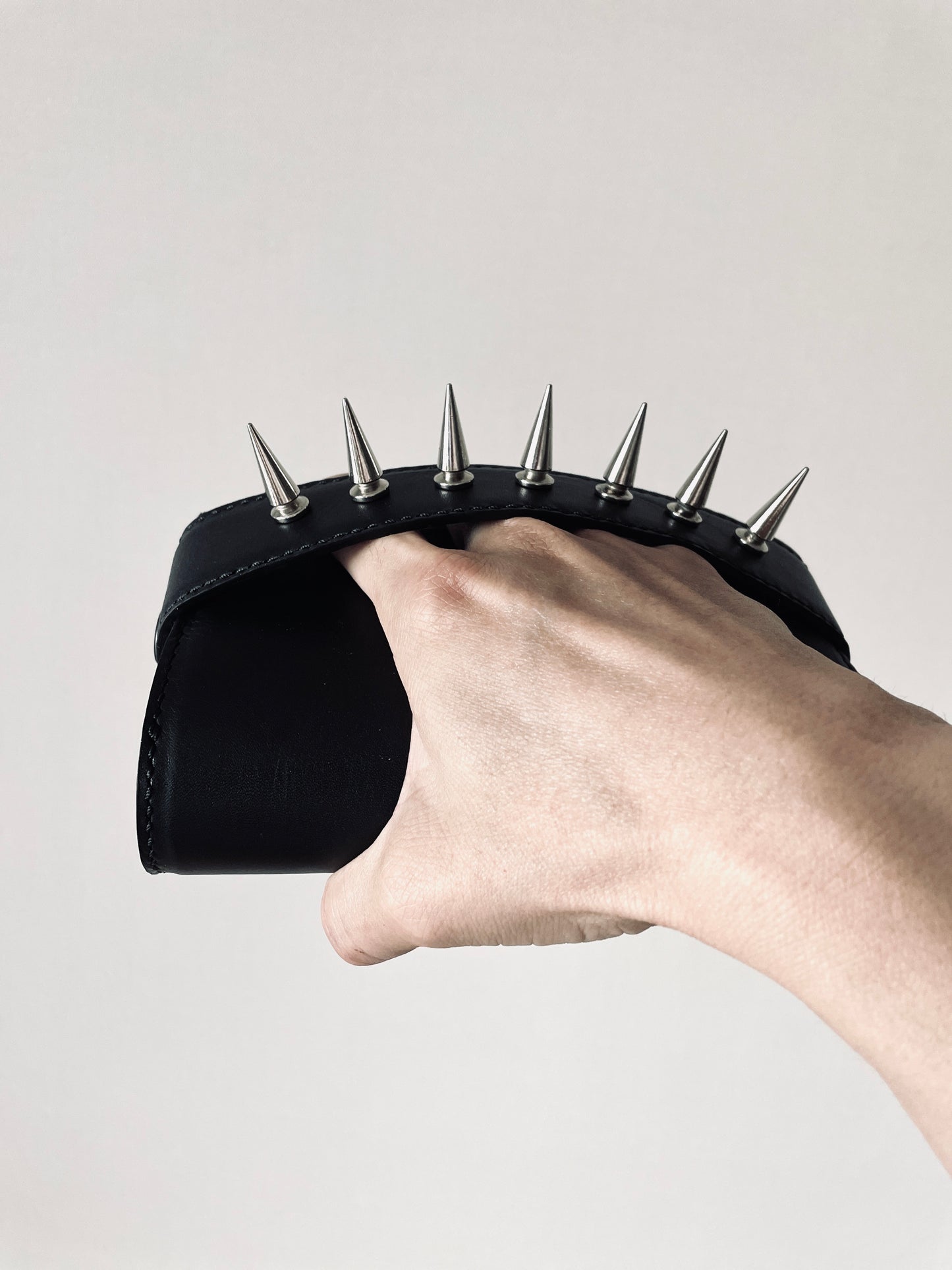 F2 Clutch+Choker Leather Mini Spike Bag Black -MEKERA STUDIOS