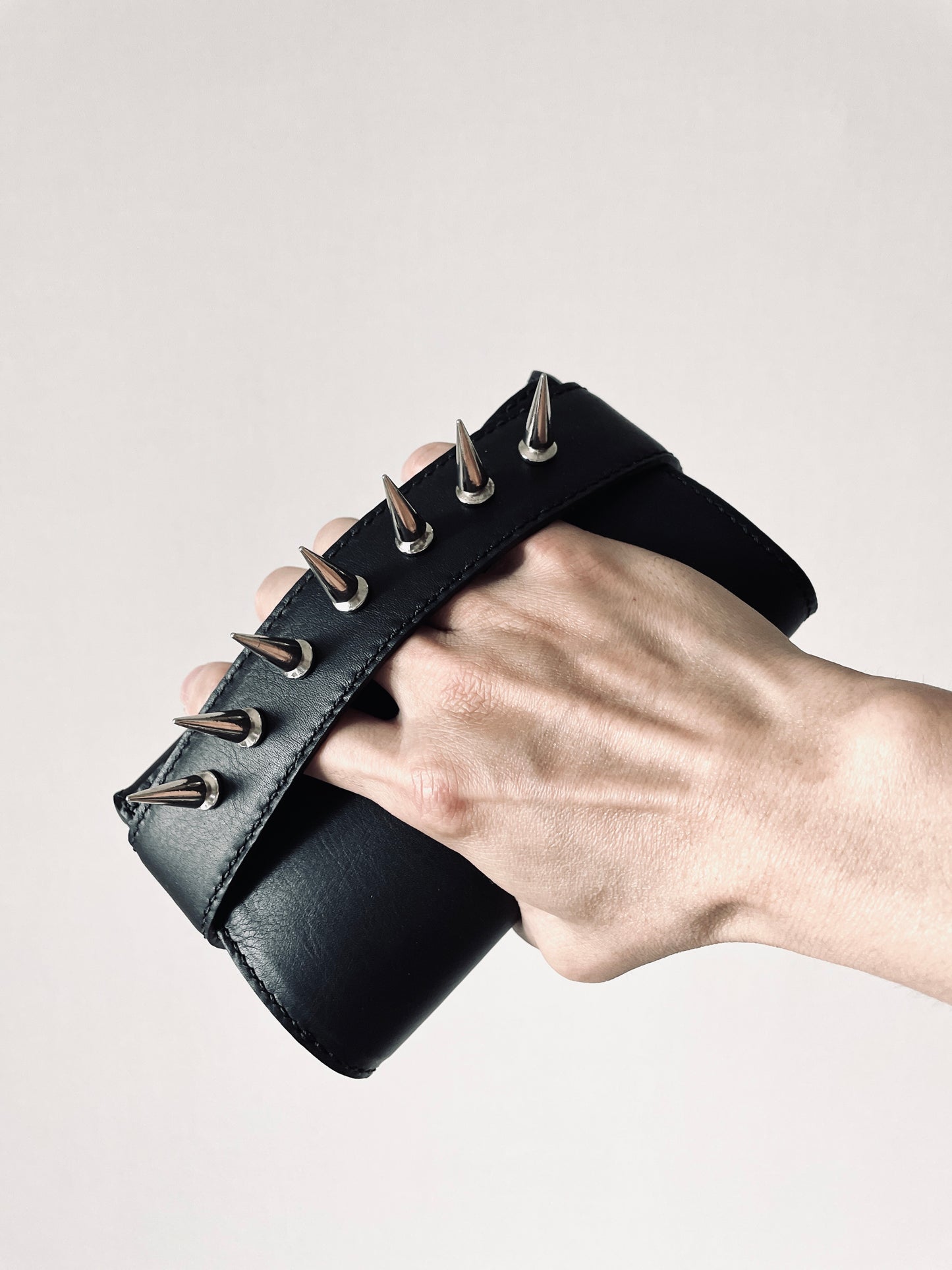 F2 Clutch+Choker Leather Mini Spike Bag Black -MEKERA STUDIOS