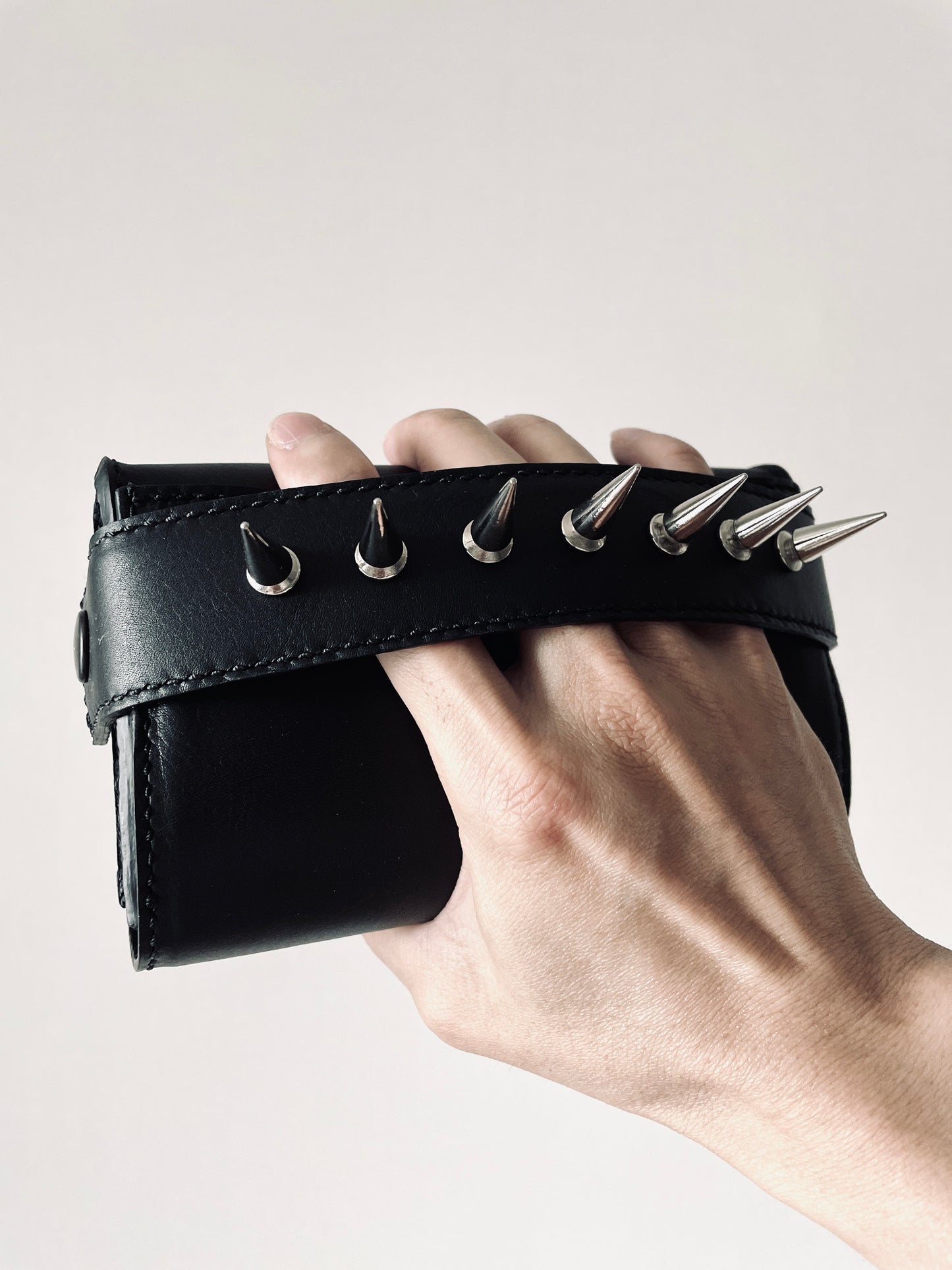 F2 Clutch+Choker Leather Mini Spike Bag Black -MEKERA STUDIOS