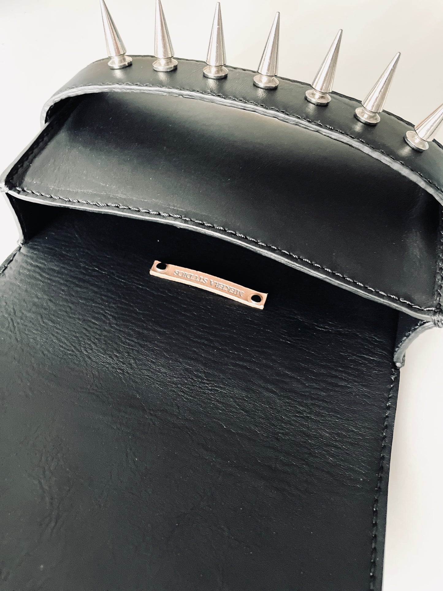 F2 Clutch+Choker Leather Mini Spike Bag Black -MEKERA STUDIOS