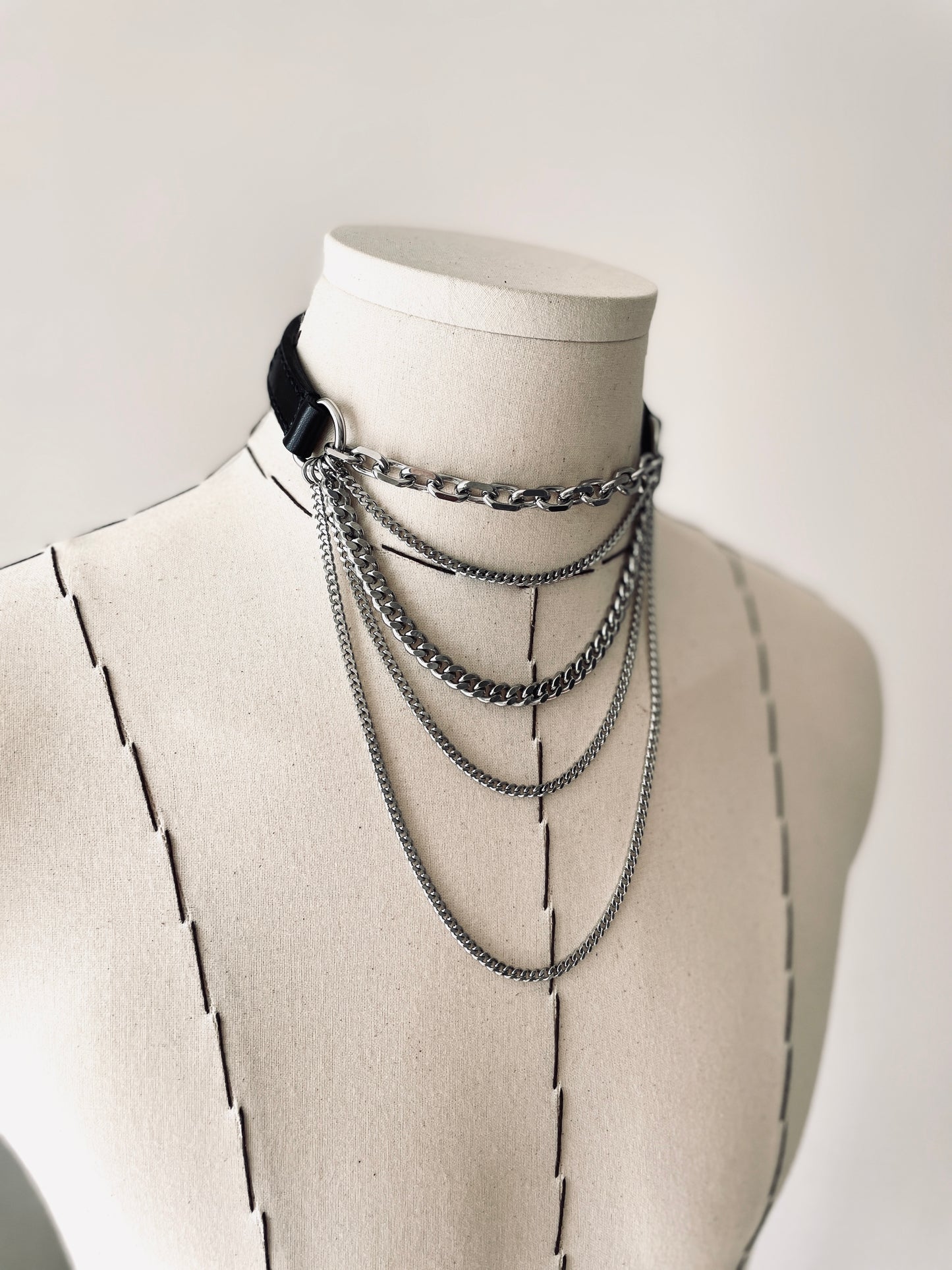 LX4 Choker Necklace Leather Chain - MEKERA STUDIOS