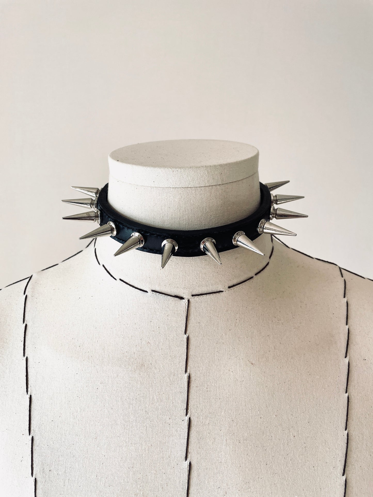 LXX5-SPIKE Choker Necklace Leather Chain - MEKERA STUDIOS