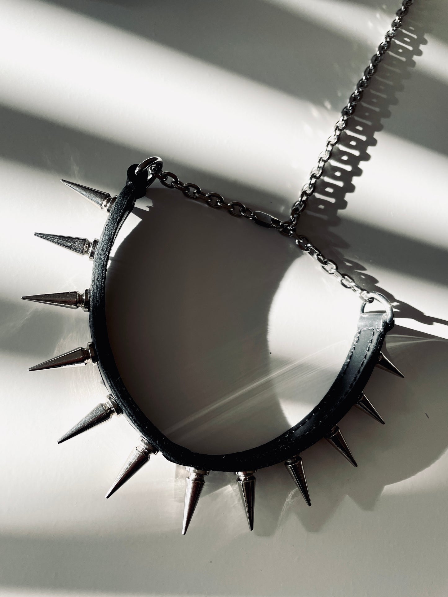 LXX5-SPIKE Choker Necklace Leather Chain - MEKERA STUDIOS