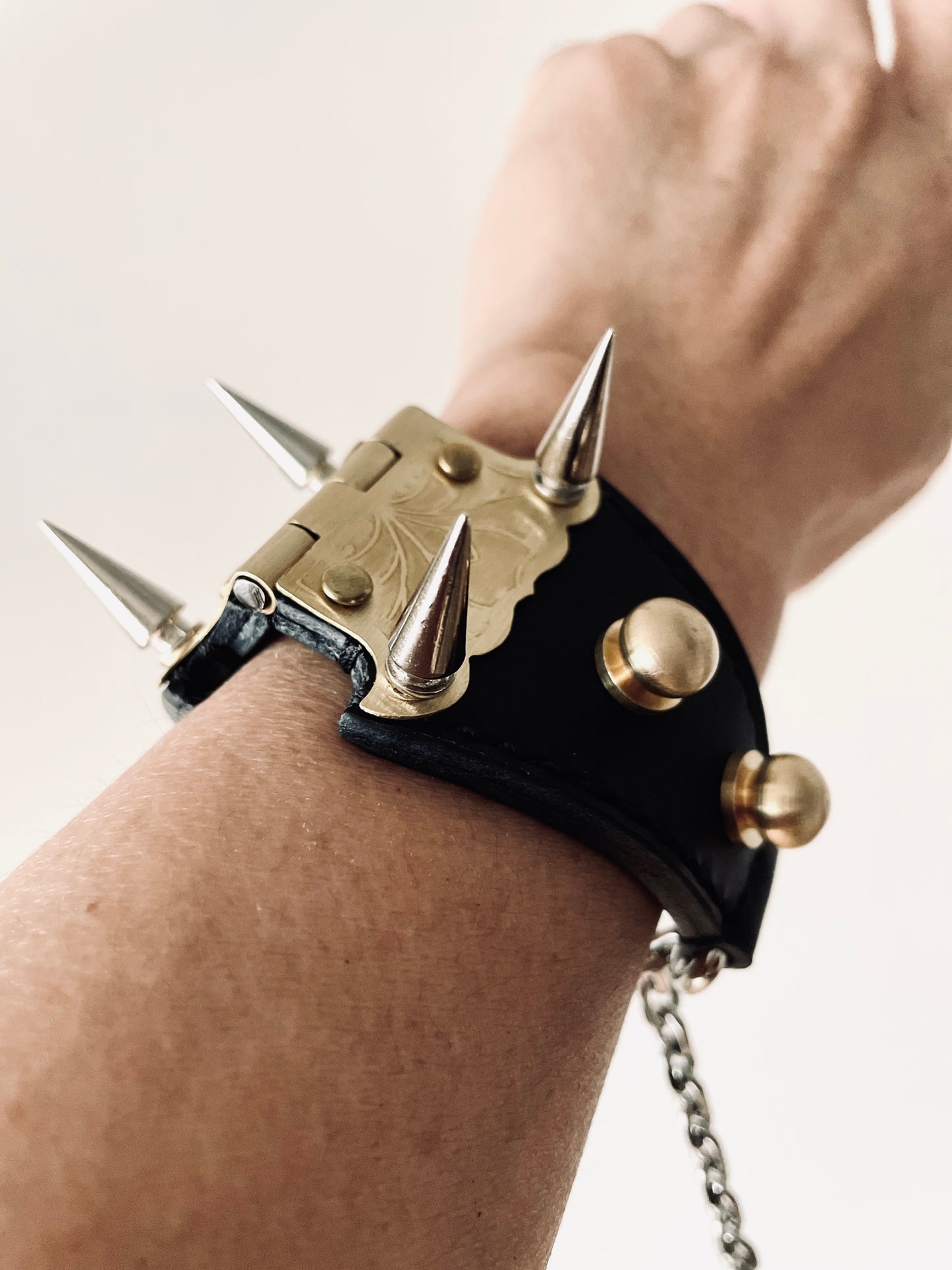 The K-3 Leather Bracelet Spike Chain - MEKERA STUDIOS