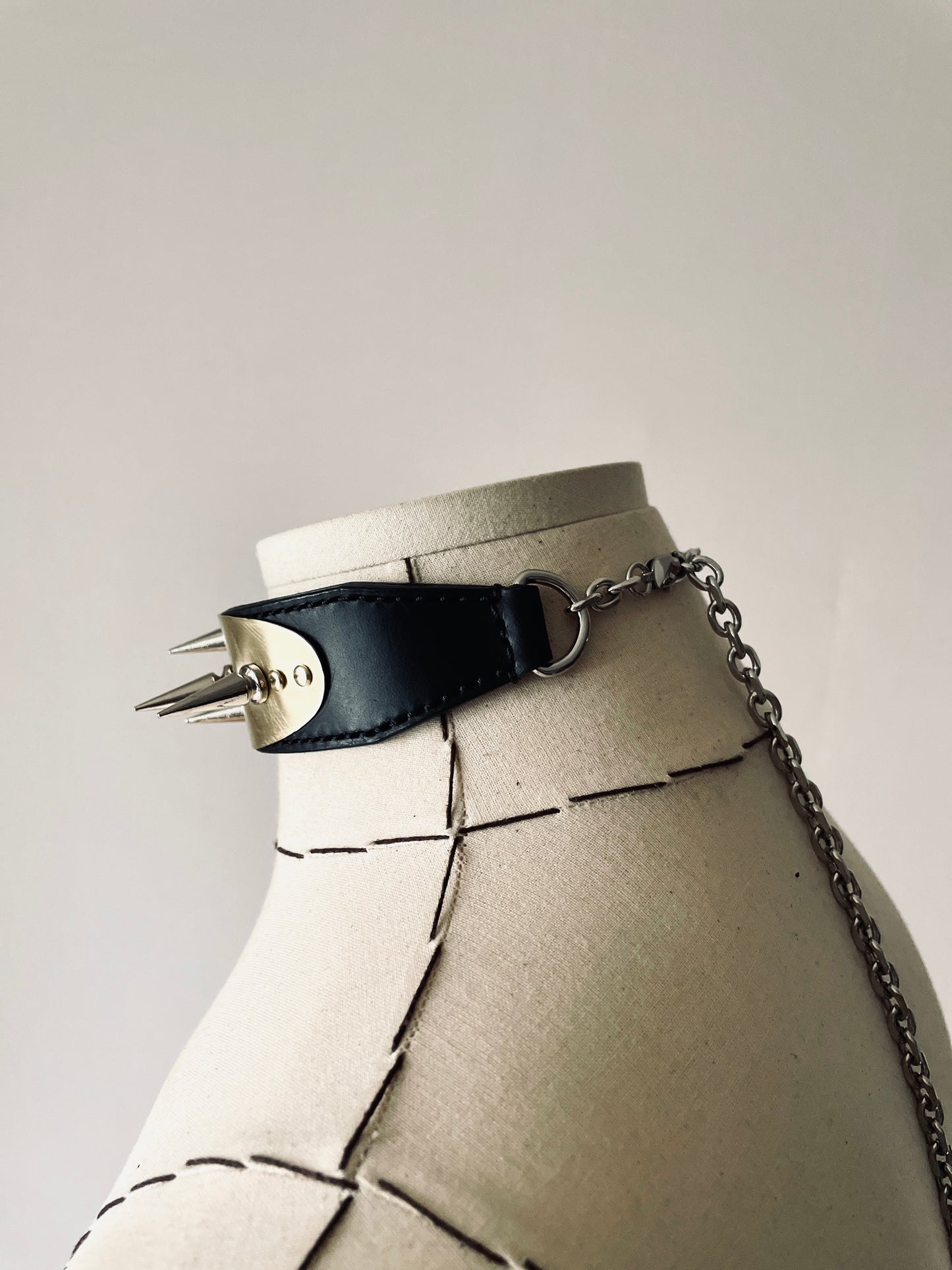 The K-4 Statement Choker Necklace Leather Chain - MEKERA STUDIOS