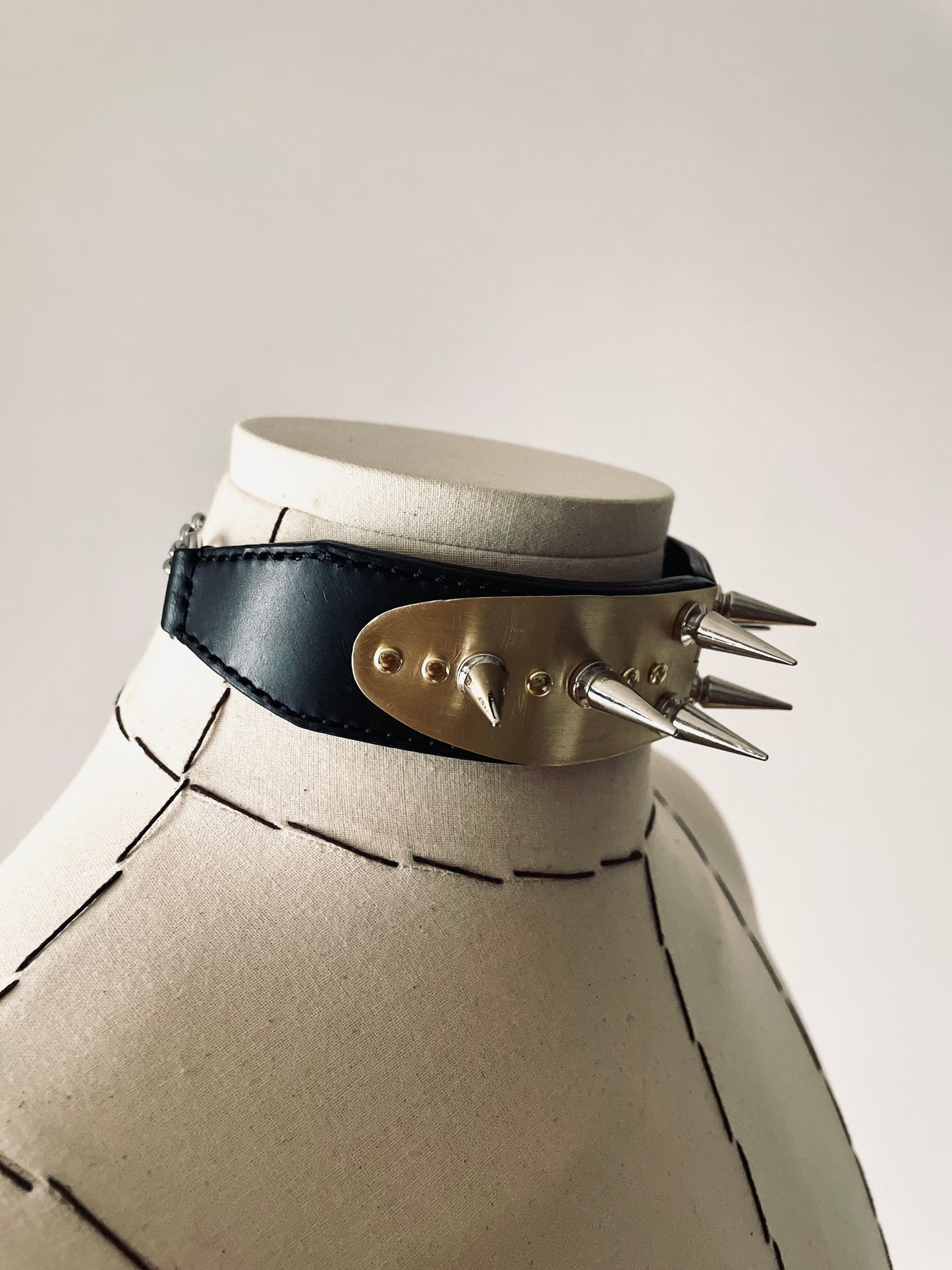 The K-4 Statement Choker Necklace Leather Chain - MEKERA STUDIOS